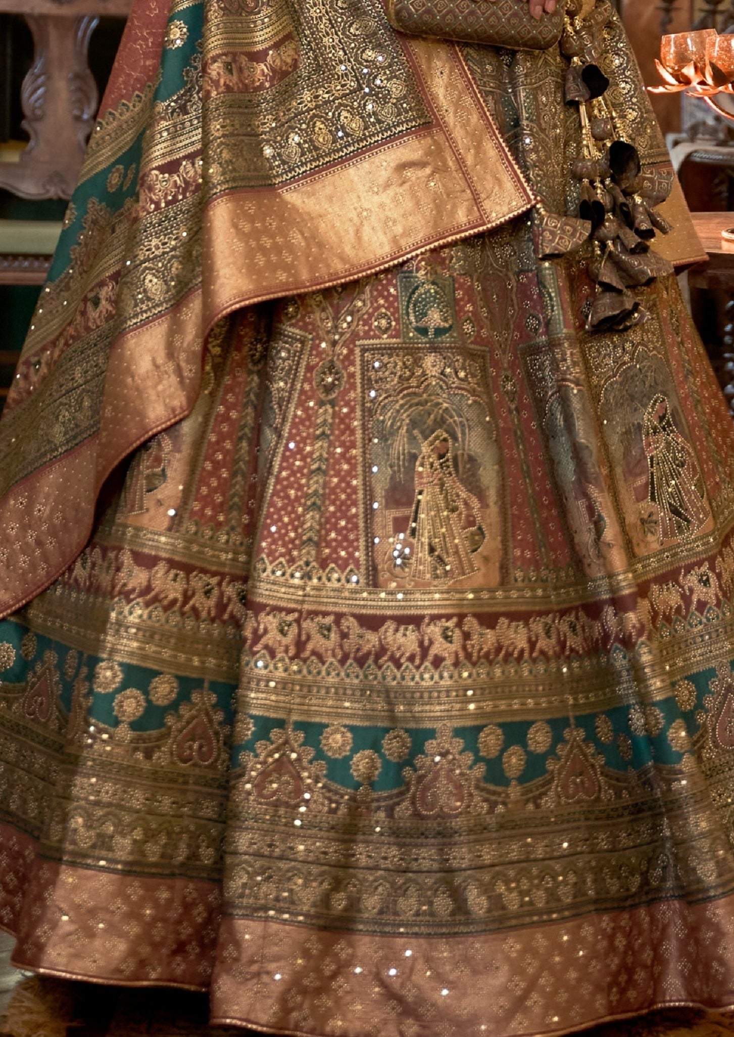 Shop Designer Pure Silk Zari Work Bridal Lehenga For Women India