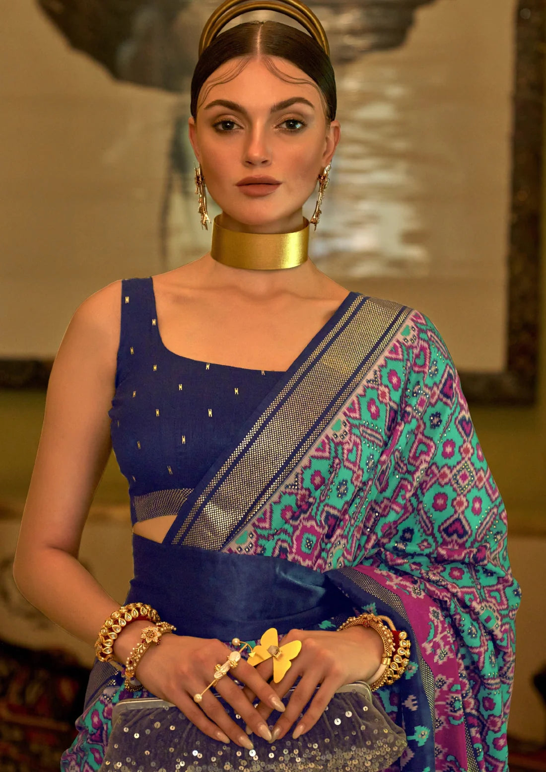 Double ikkat patola saree online shopping green and blue india price.