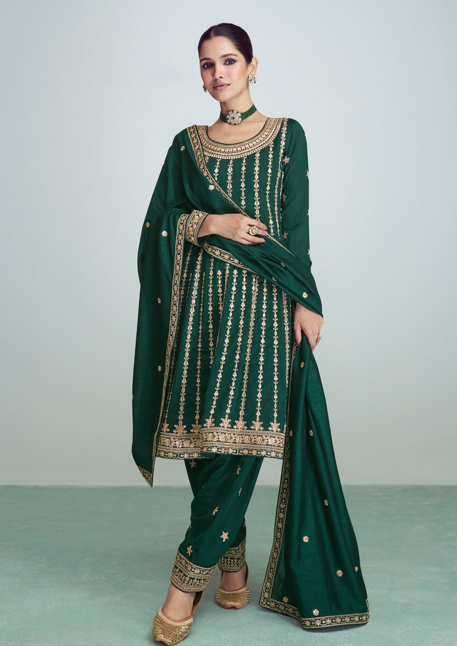 monsoon by reyna fancy formal wear bemberg silk salwar kameez online  wholesale price