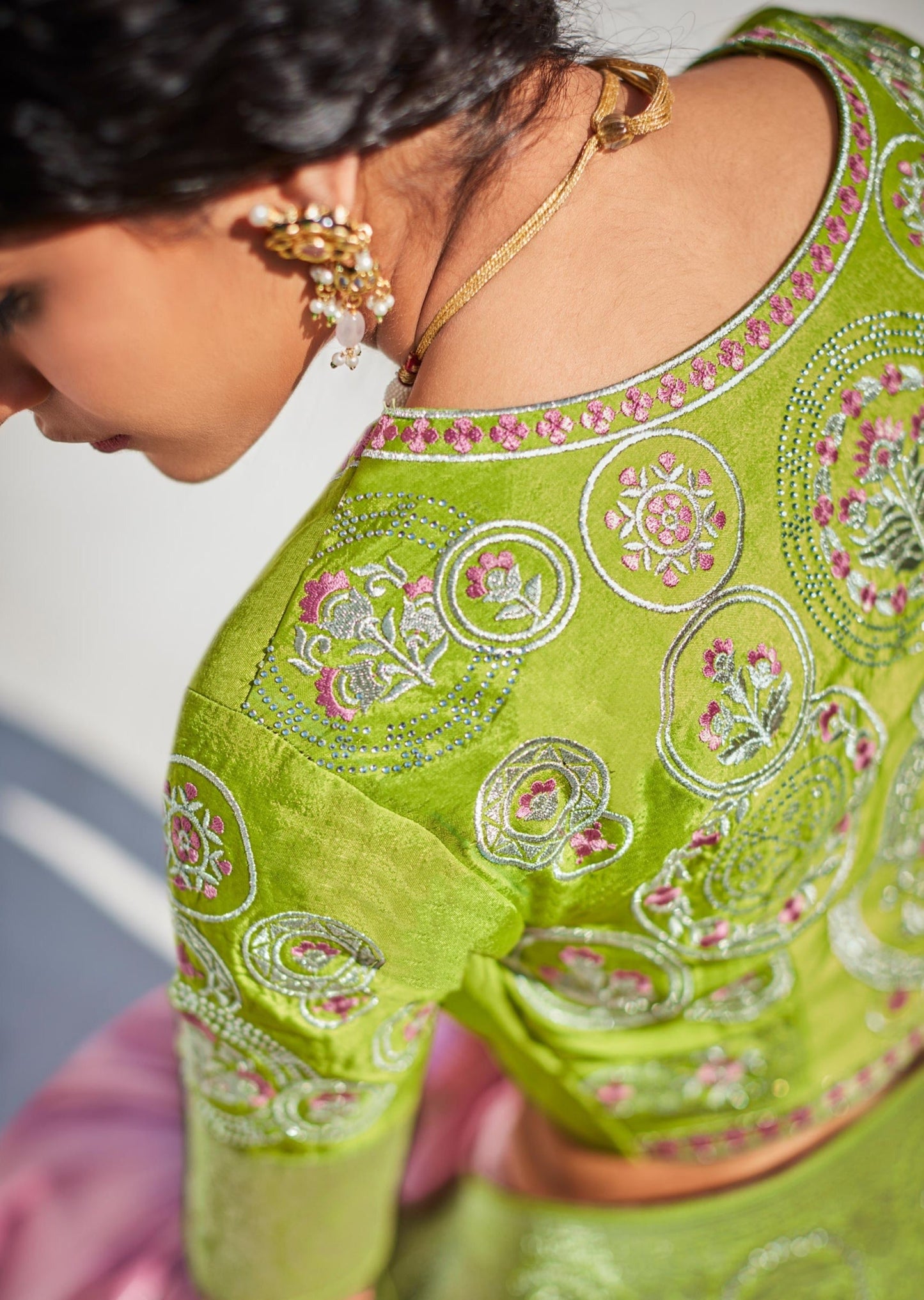 Green saree blouse design usa online shopping for wedding.