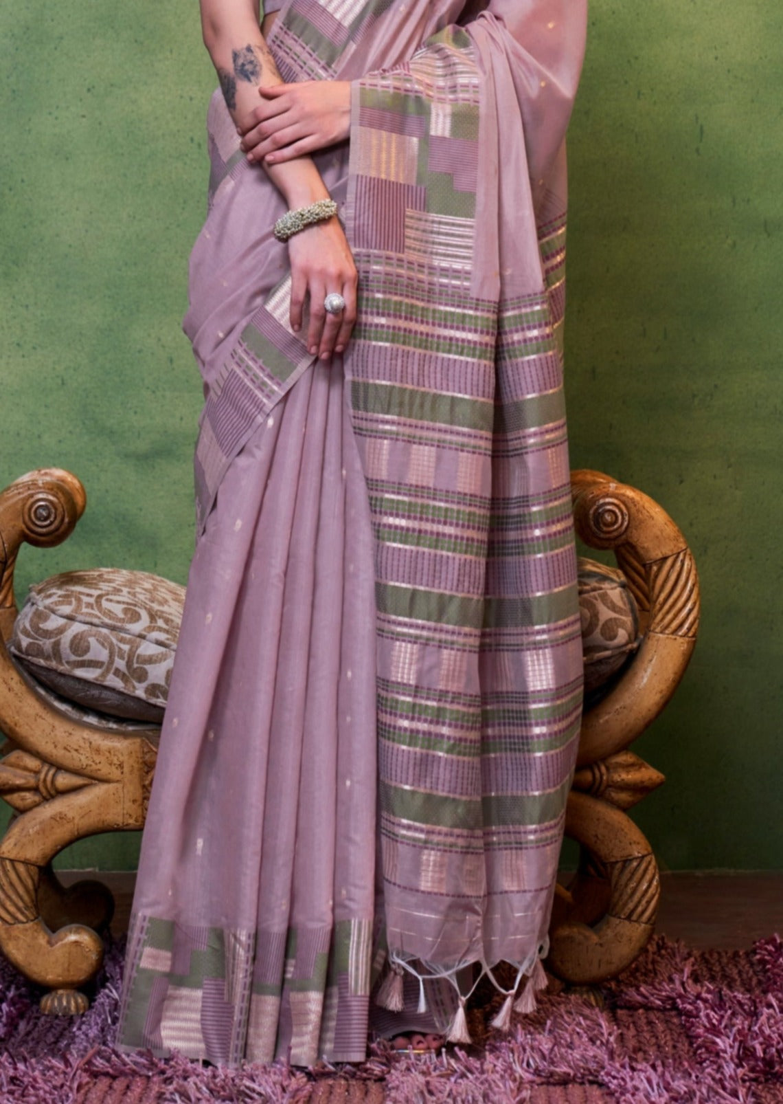 Pure handloom cotton silk saree usa online shopping price in purple color with matching blouse.