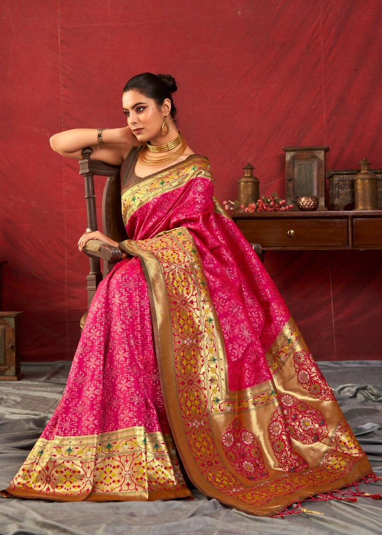 Handloom paithani patola silk bridal saree in india usa online shopping.