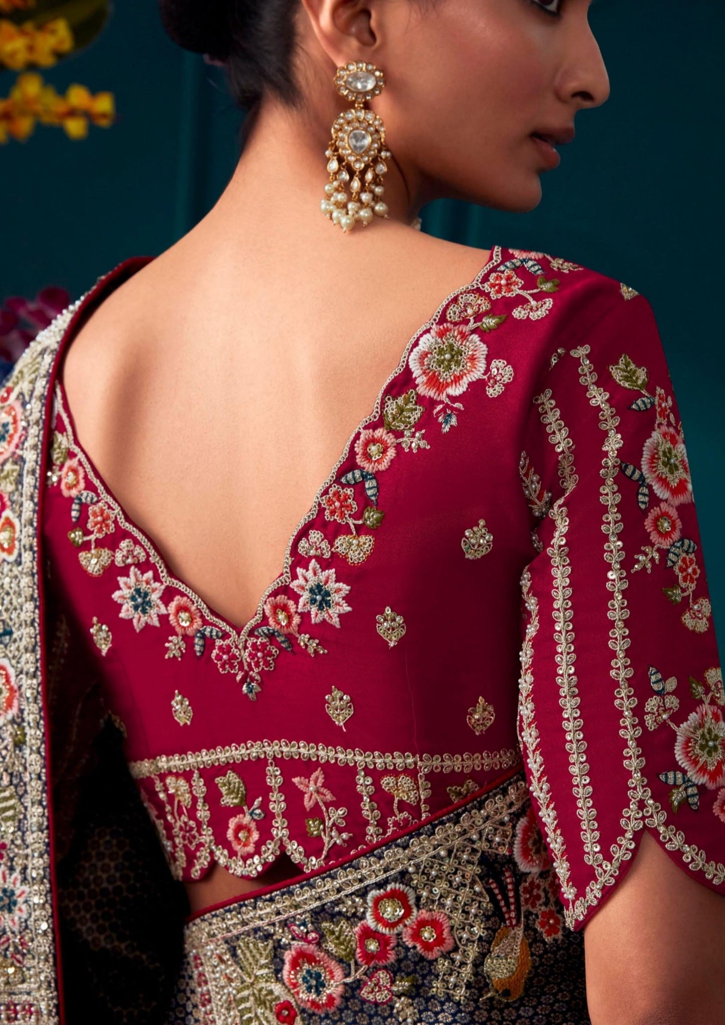 Hand embroidery banarasi silk silver black party wear saree online for wedding.