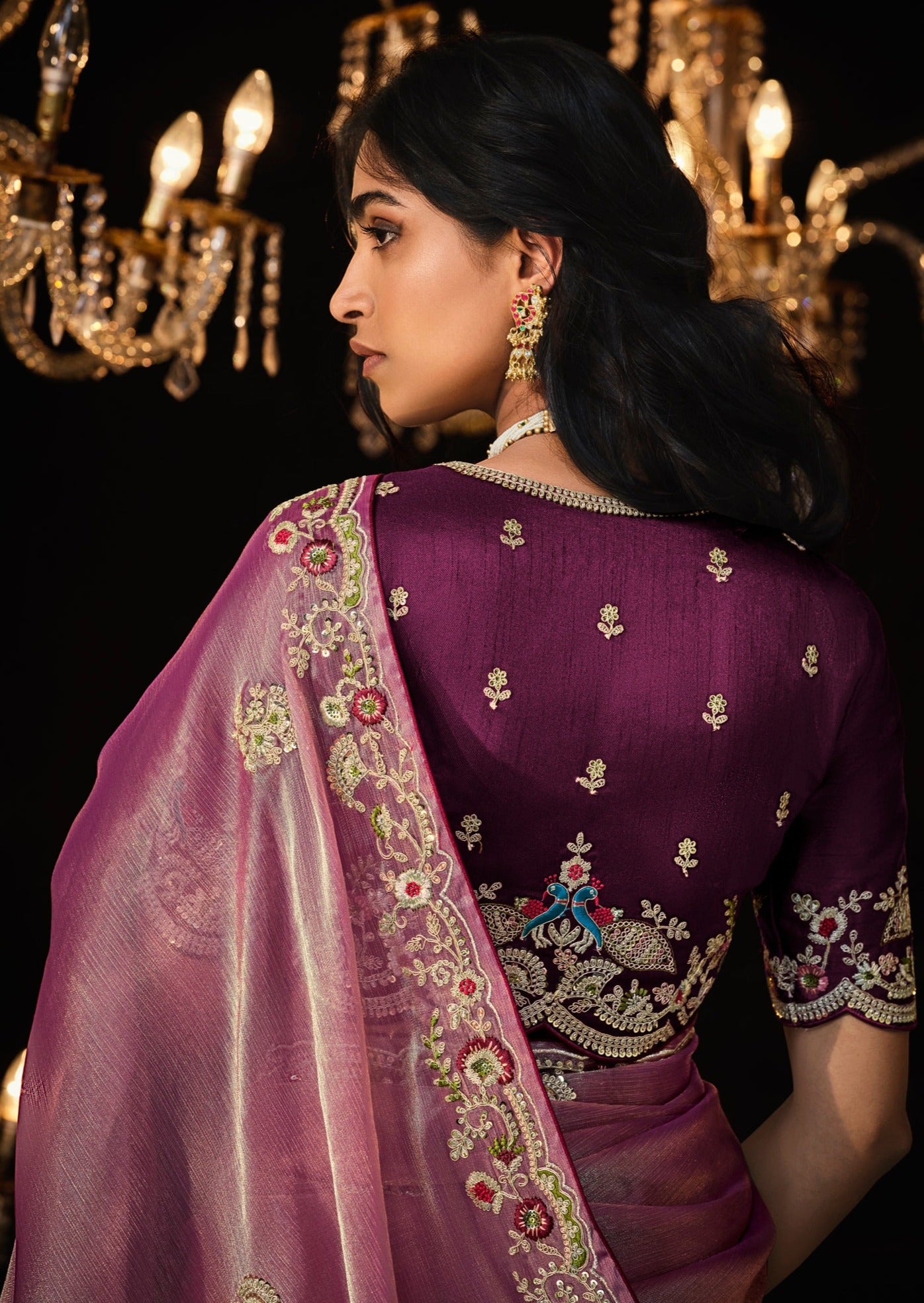 Handwork embroidery fancy sarees Online shopping usa uk for wedding party look.