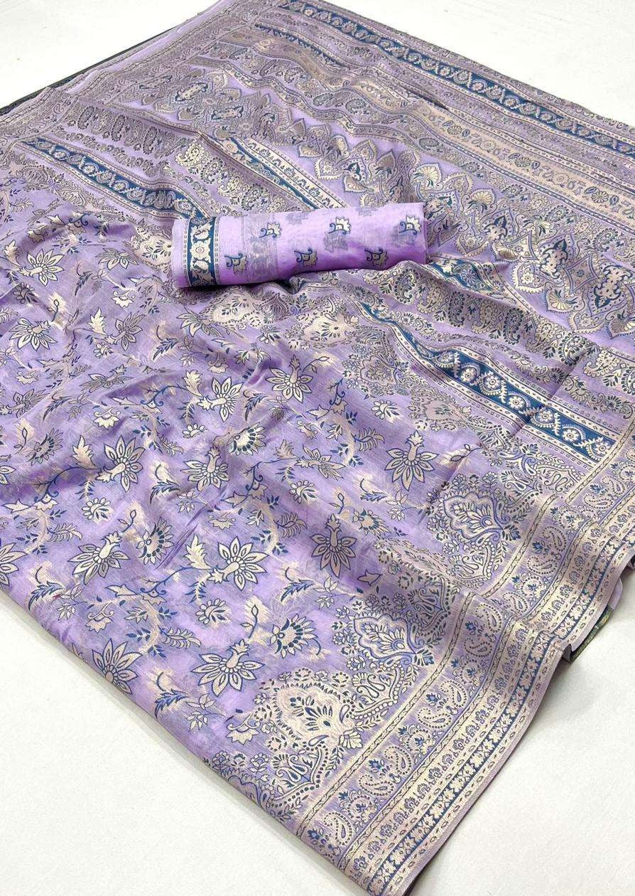 Purple Kashmiri saree blouse design