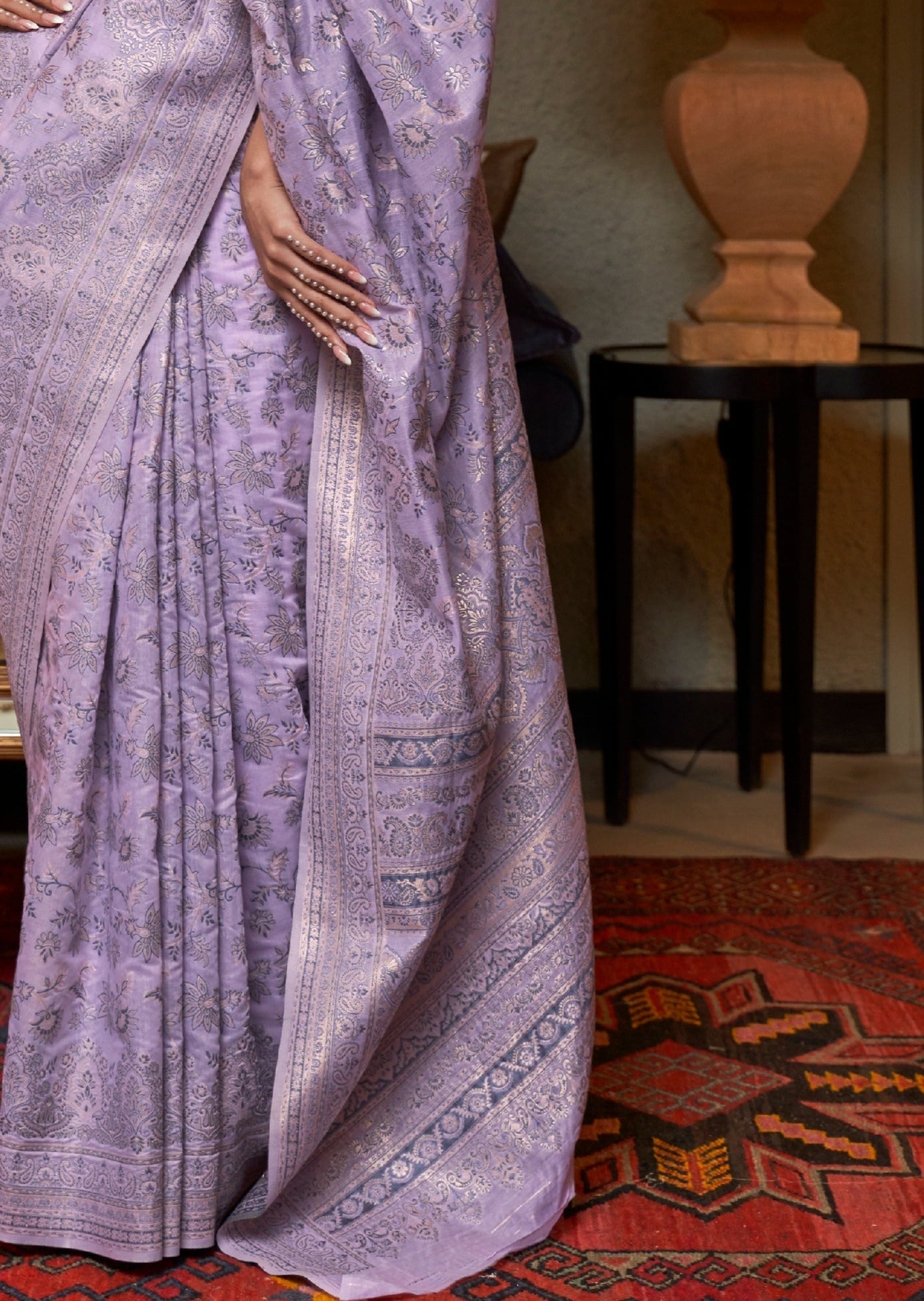 Kashmiri jamawar silk purple saree design online shopping india.