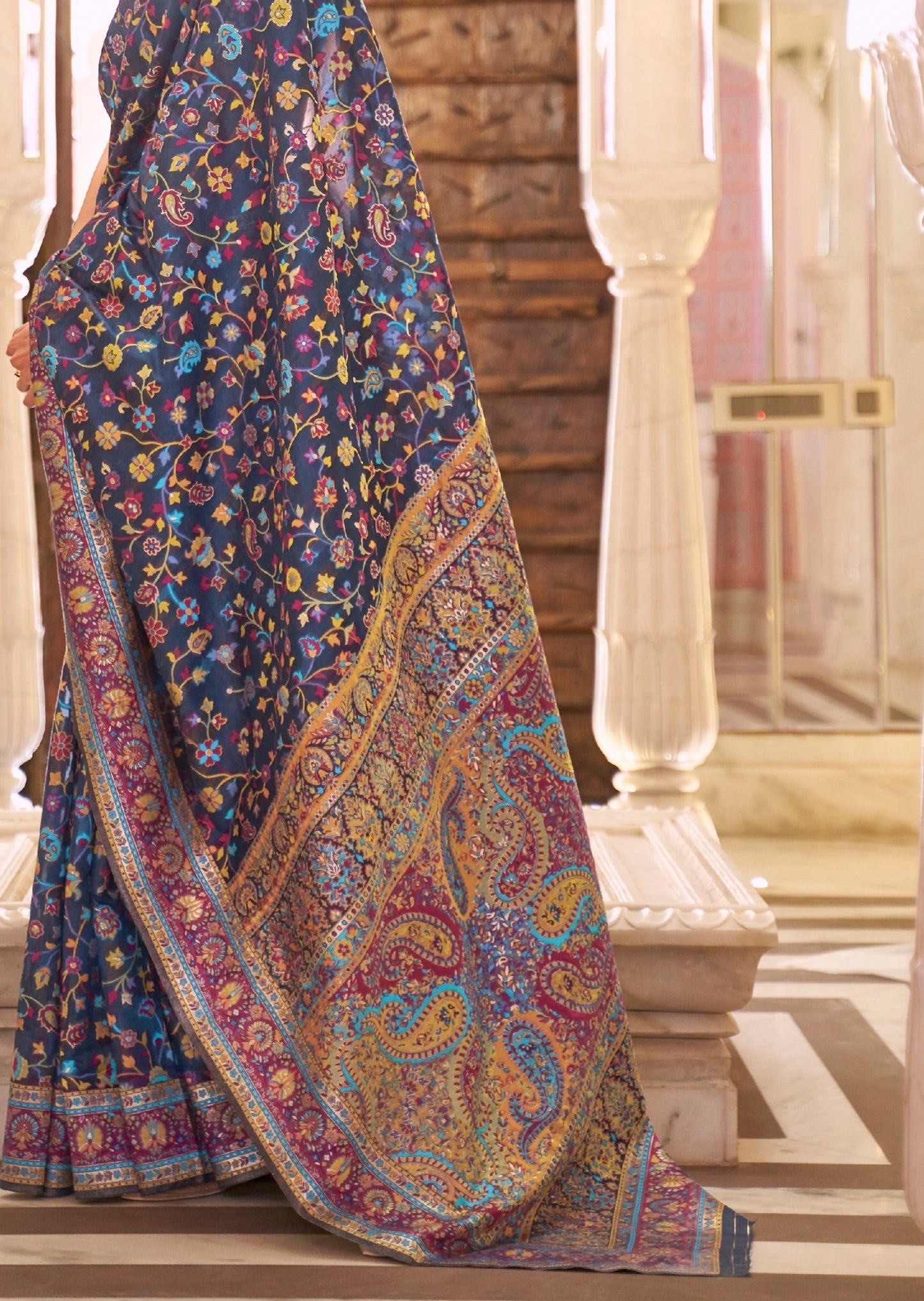Kashmiri jamawar silk tanchoi pashmina sarees online shopping india buy.