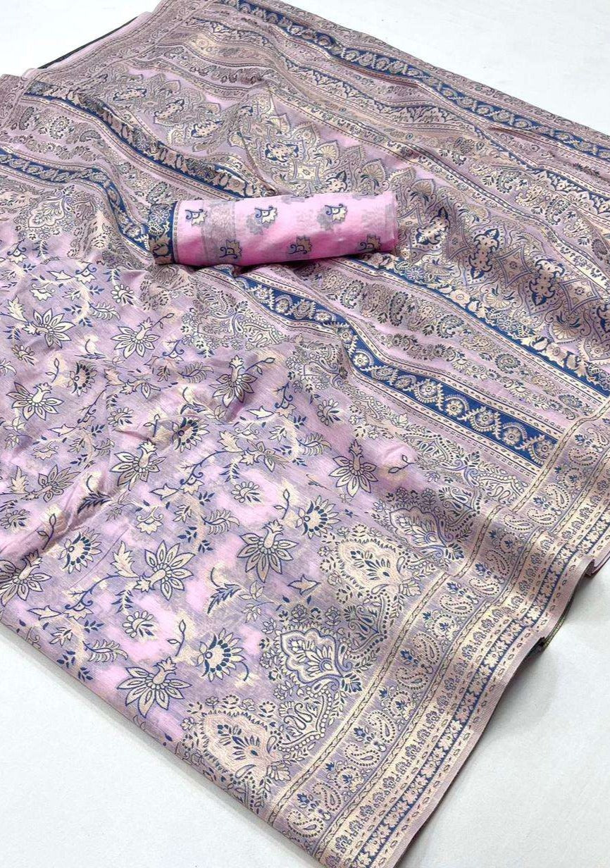 pink kashmiri saree blouse design