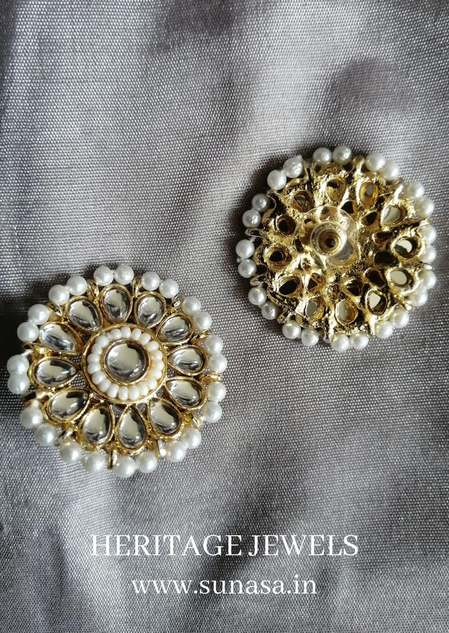 Kundan and Pearls Ear Studs