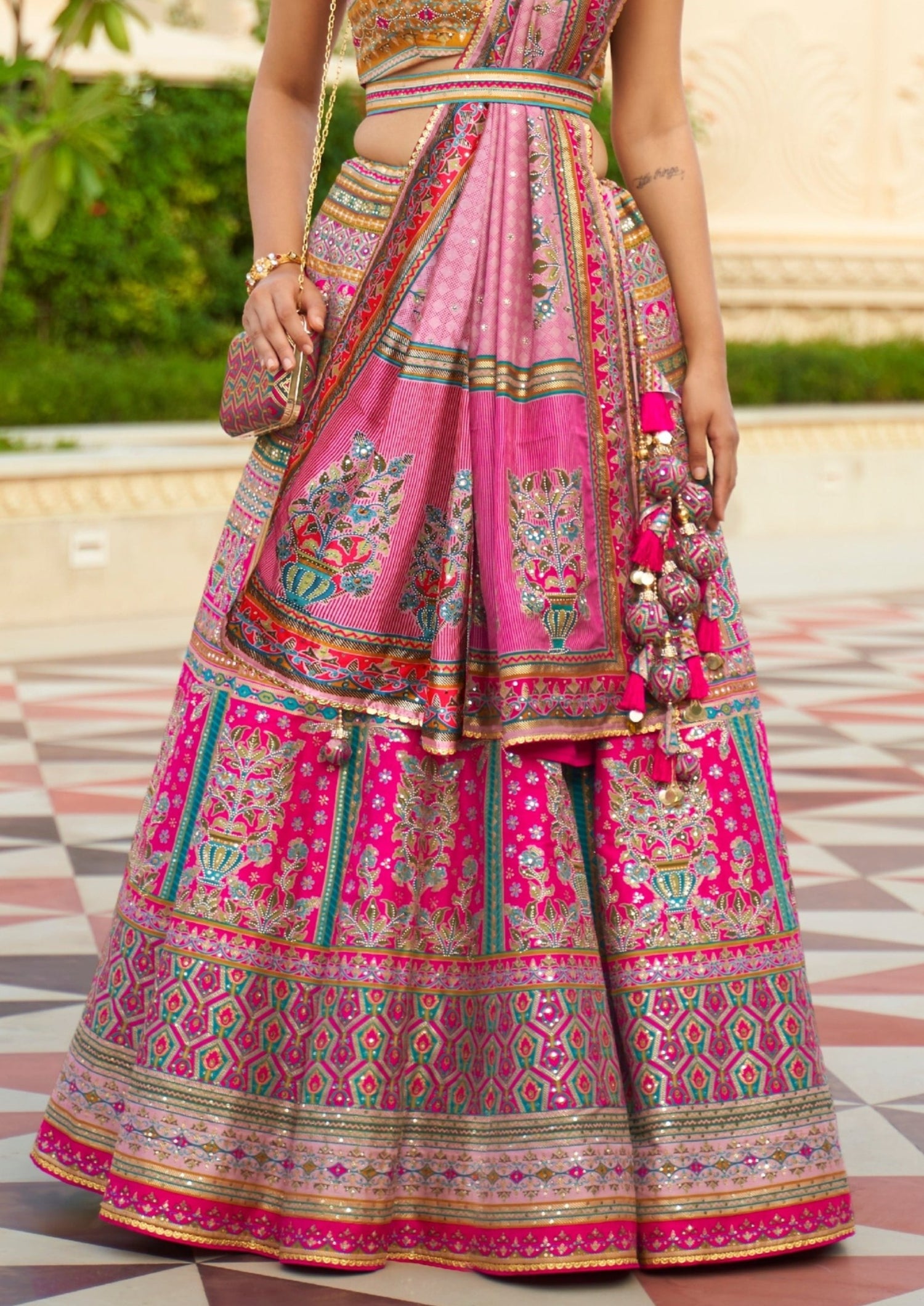 Light Pink Net Embroidered & Lace Detailing Lehenga Choli Set with Dupatta  | Pink blouse design, Pastel pink blouse, Sequins embroidery