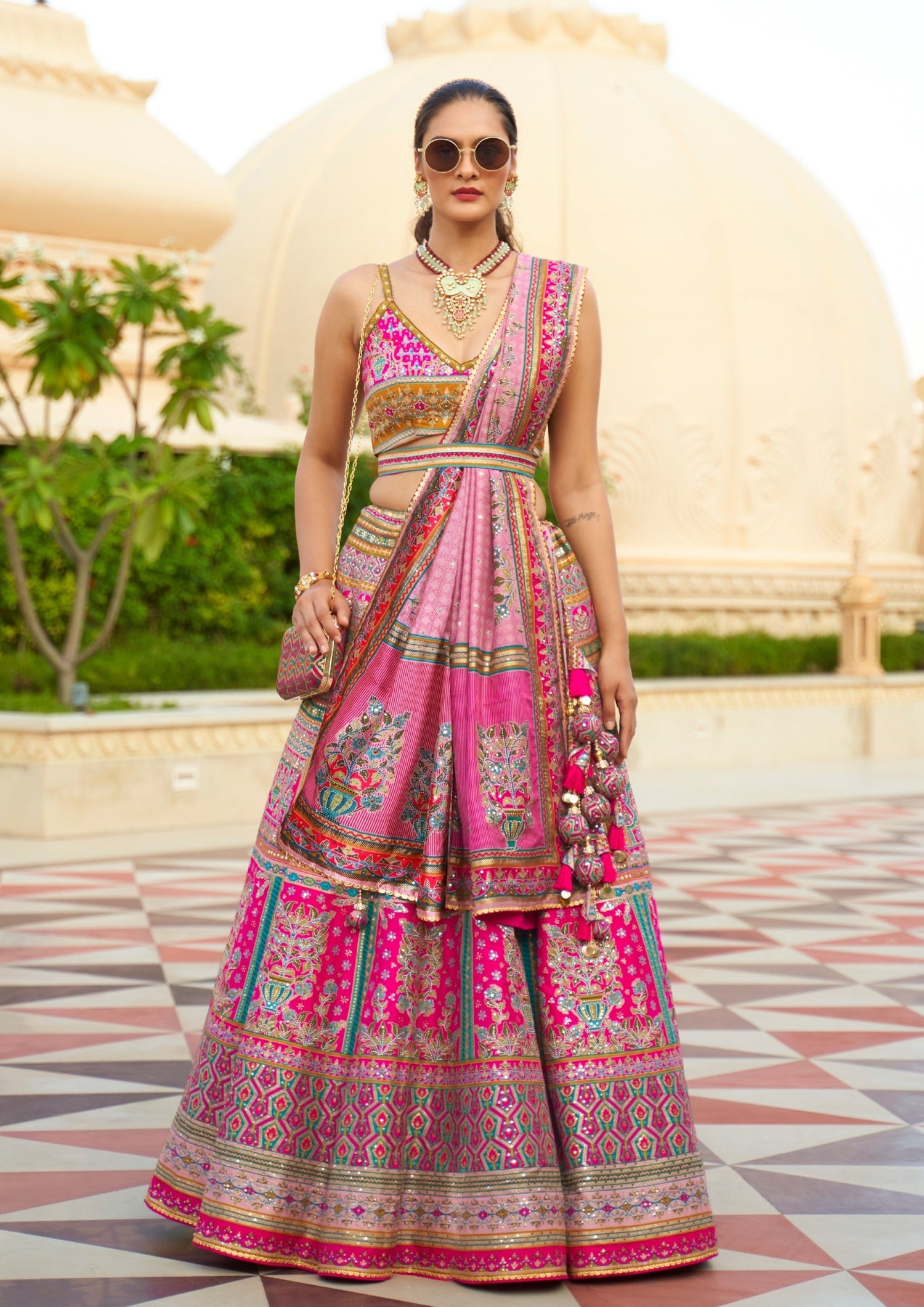 Wedding Machine Baby Pink Cotton Silk Artificial Mirror Lehenga Choli at Rs  2063 in Surat