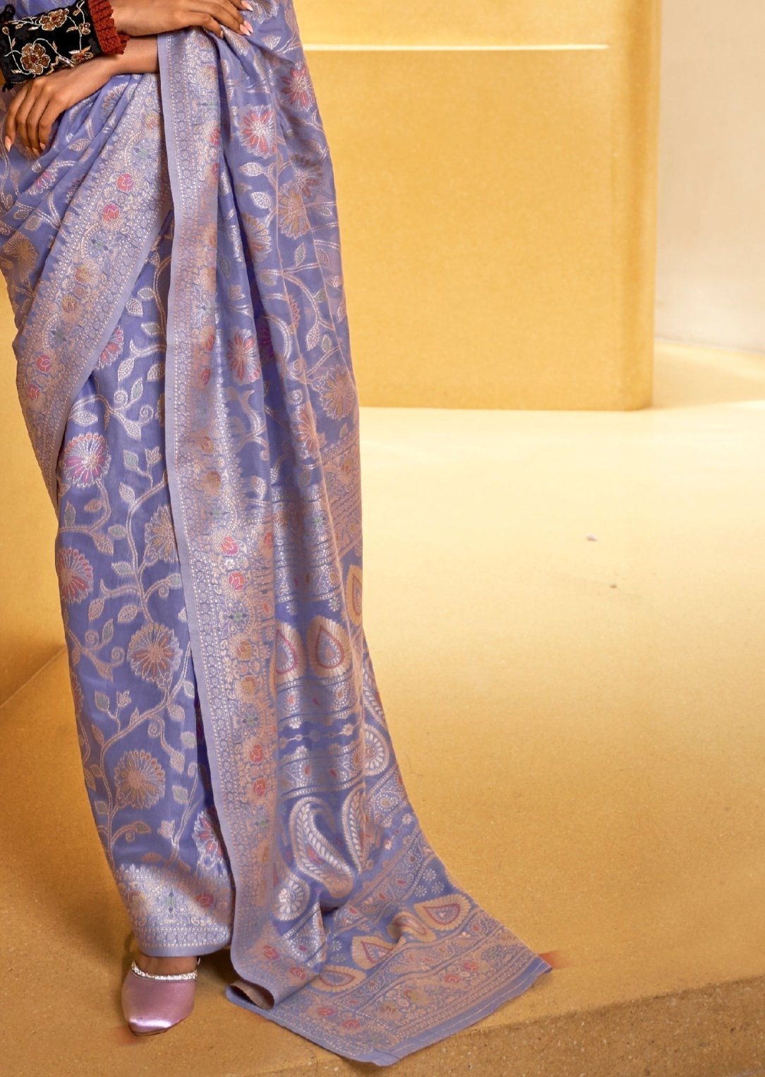 Lucknowi chikankari lavender purple cotton saree pallu design in london uk online shopping for women.