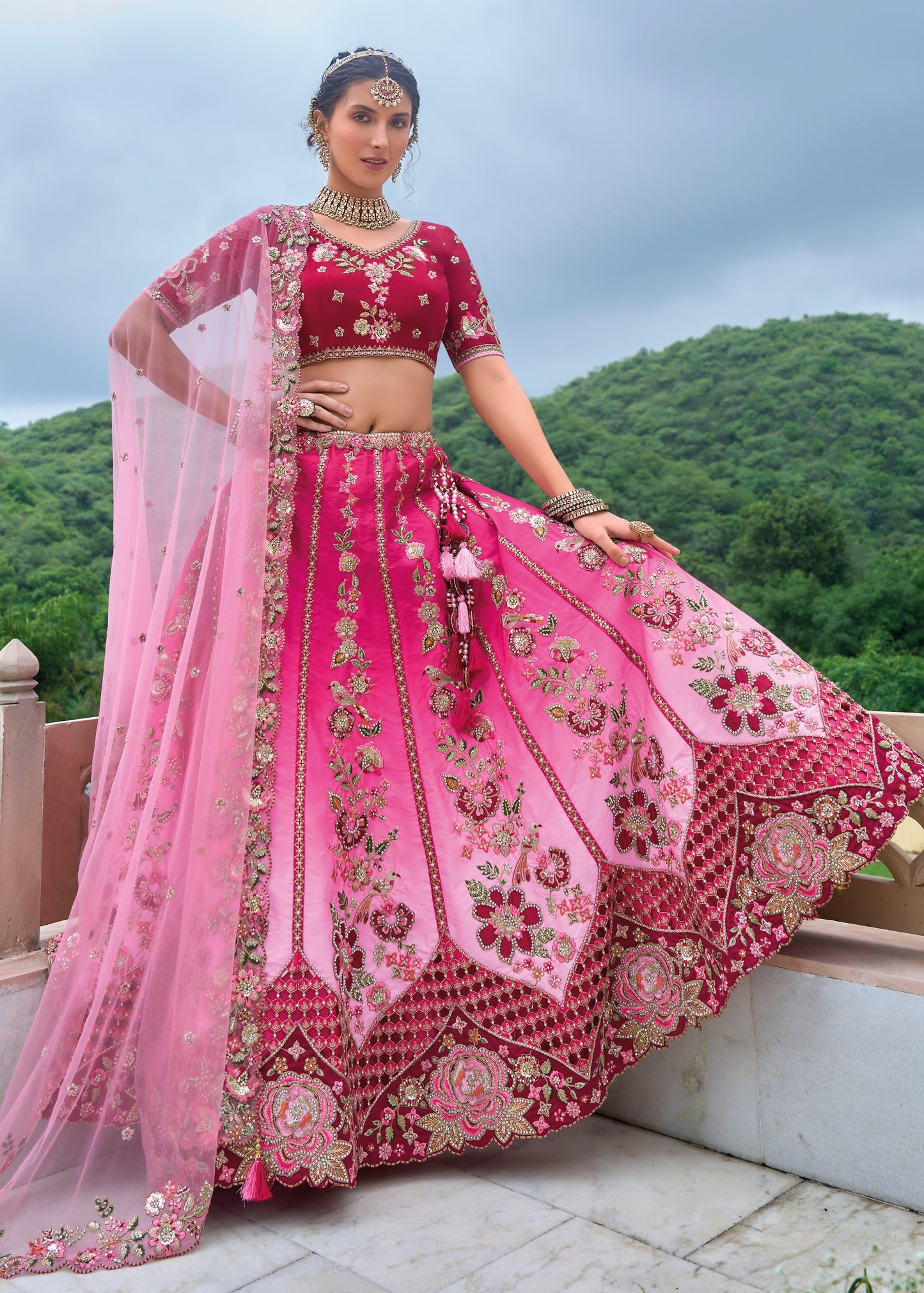 Shop luxury bridal lehenga choli usa online for women at best price in pink color with dupatta.