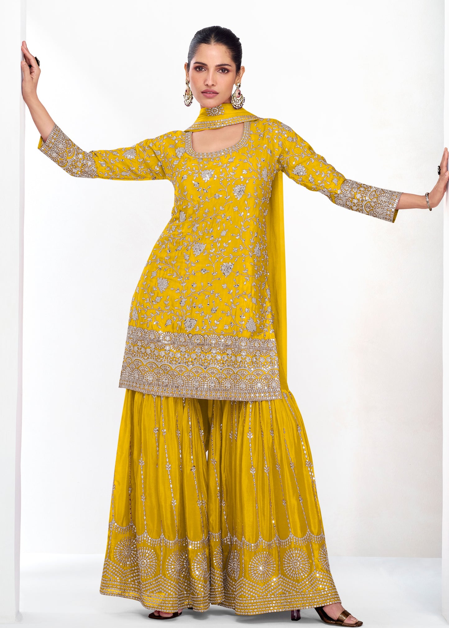 Shop party wear sharara suit set in usa online for wedding look.