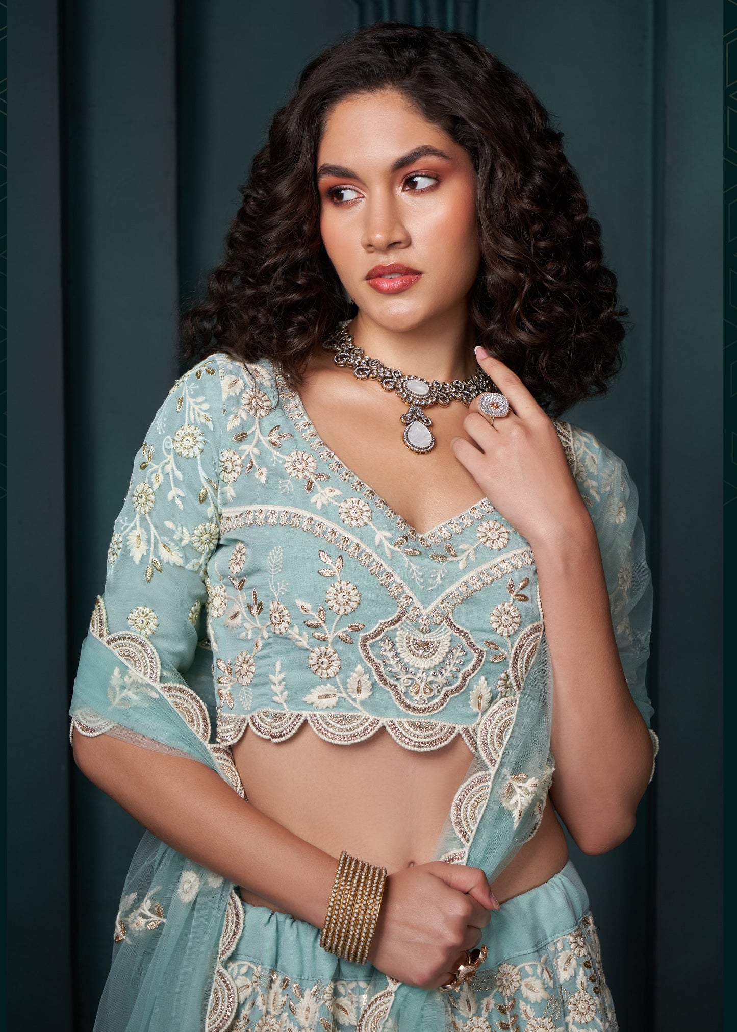 Pastel Blue Lehenga Choli With Dupatta