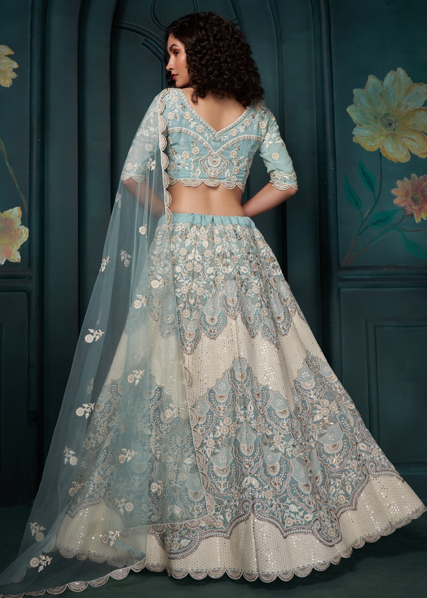 Pastel Blue Lehenga Choli With Dupatta