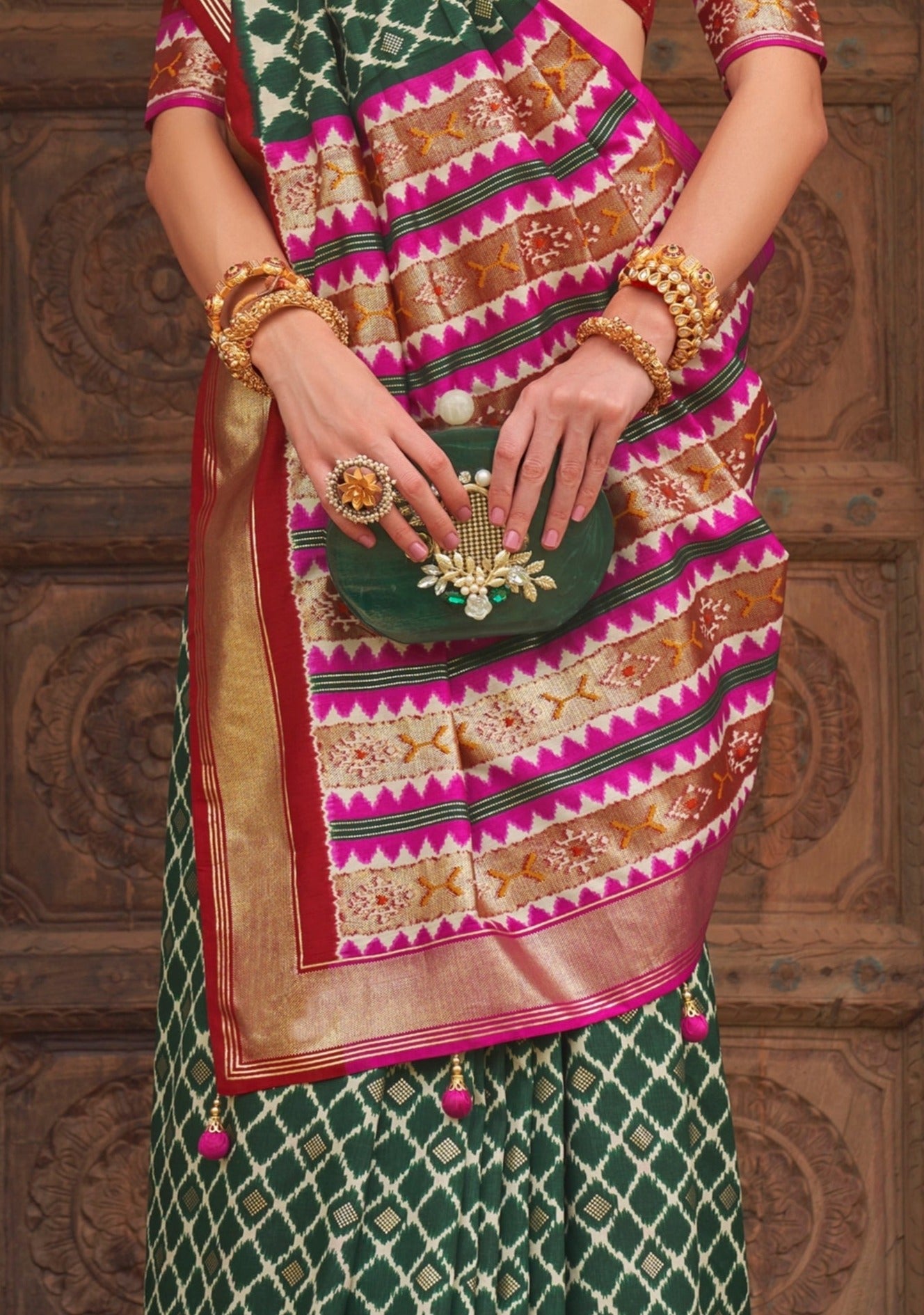 Patola saree seedha pallu design online shopping for wedding.