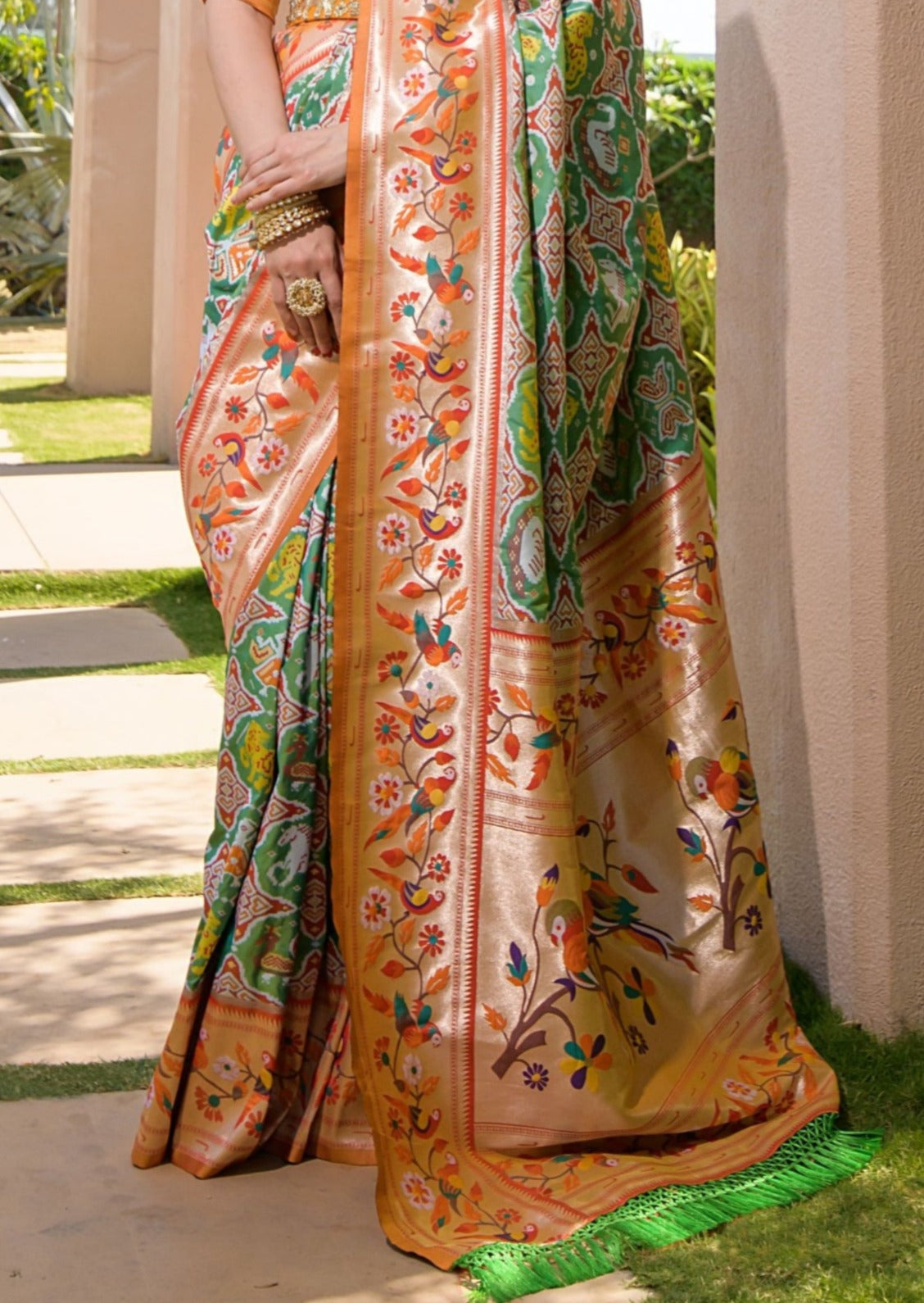 Patola paithani fusion handloom silk sarees usa online shopping with price.