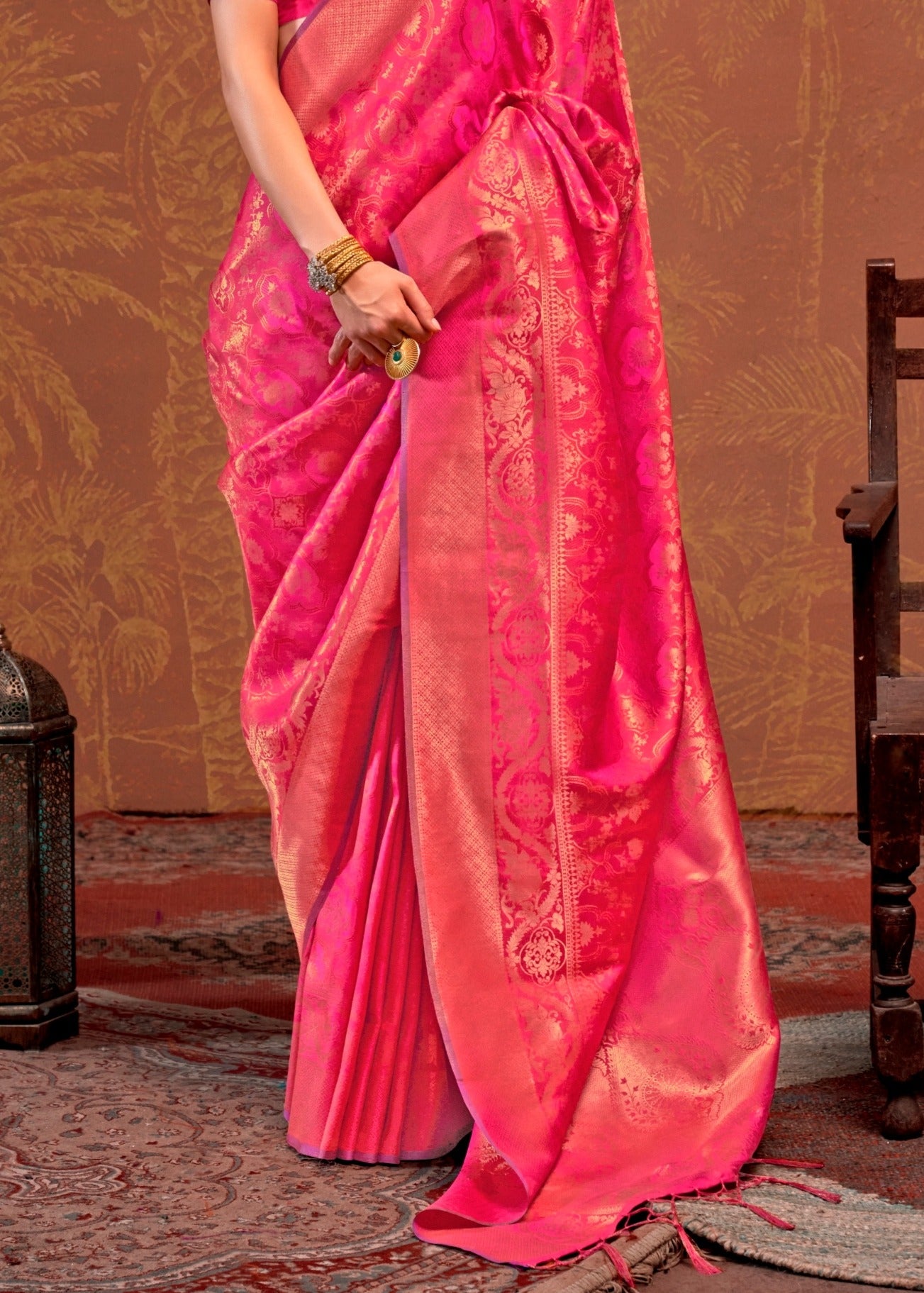 Pure Banarasi Silk Hot Pink Saree