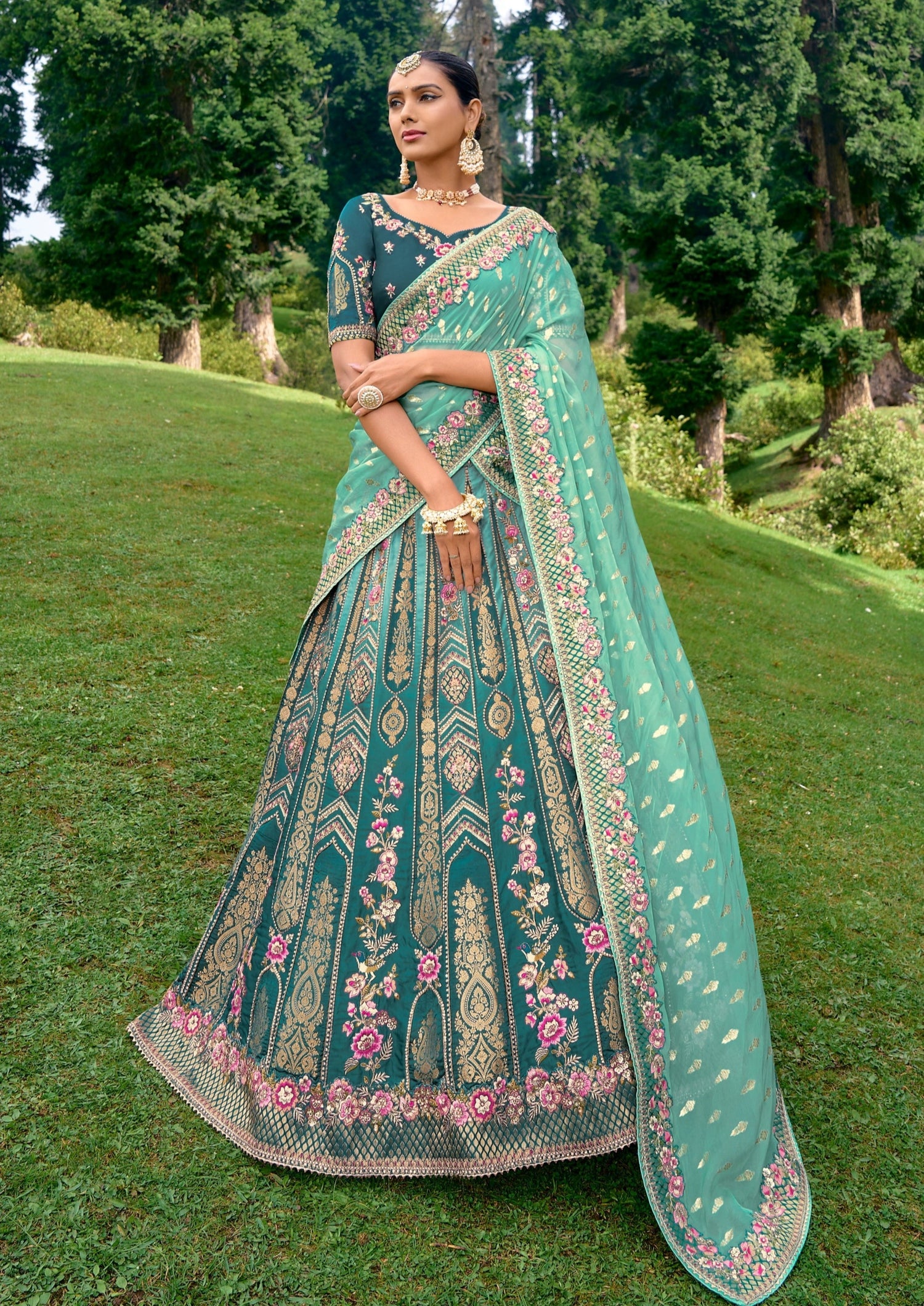 Pure banarasi silk designer lehenga choli traditional design online shopping usa.