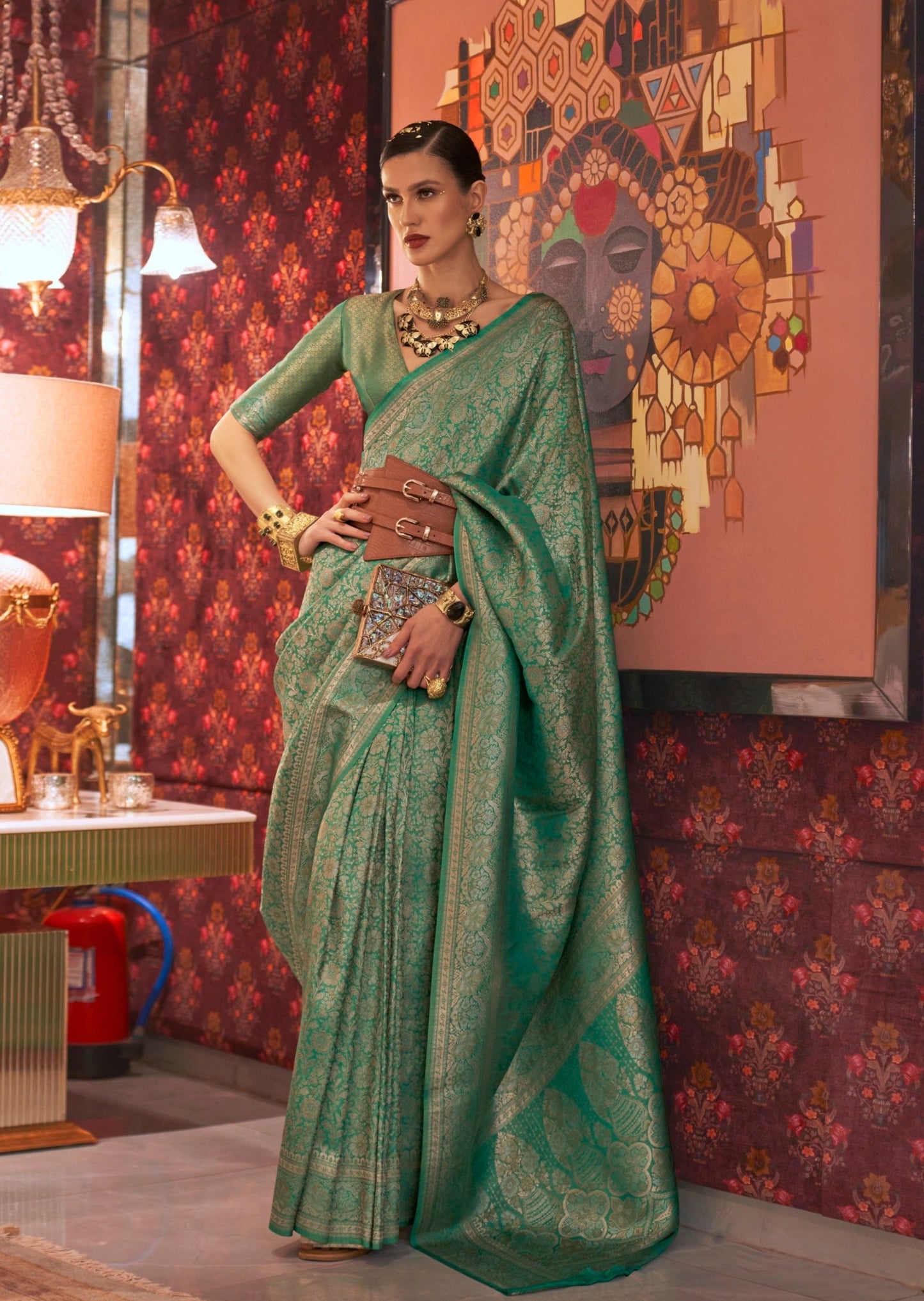 Pure Banarasi Silk Green Handloom Bridal Saree