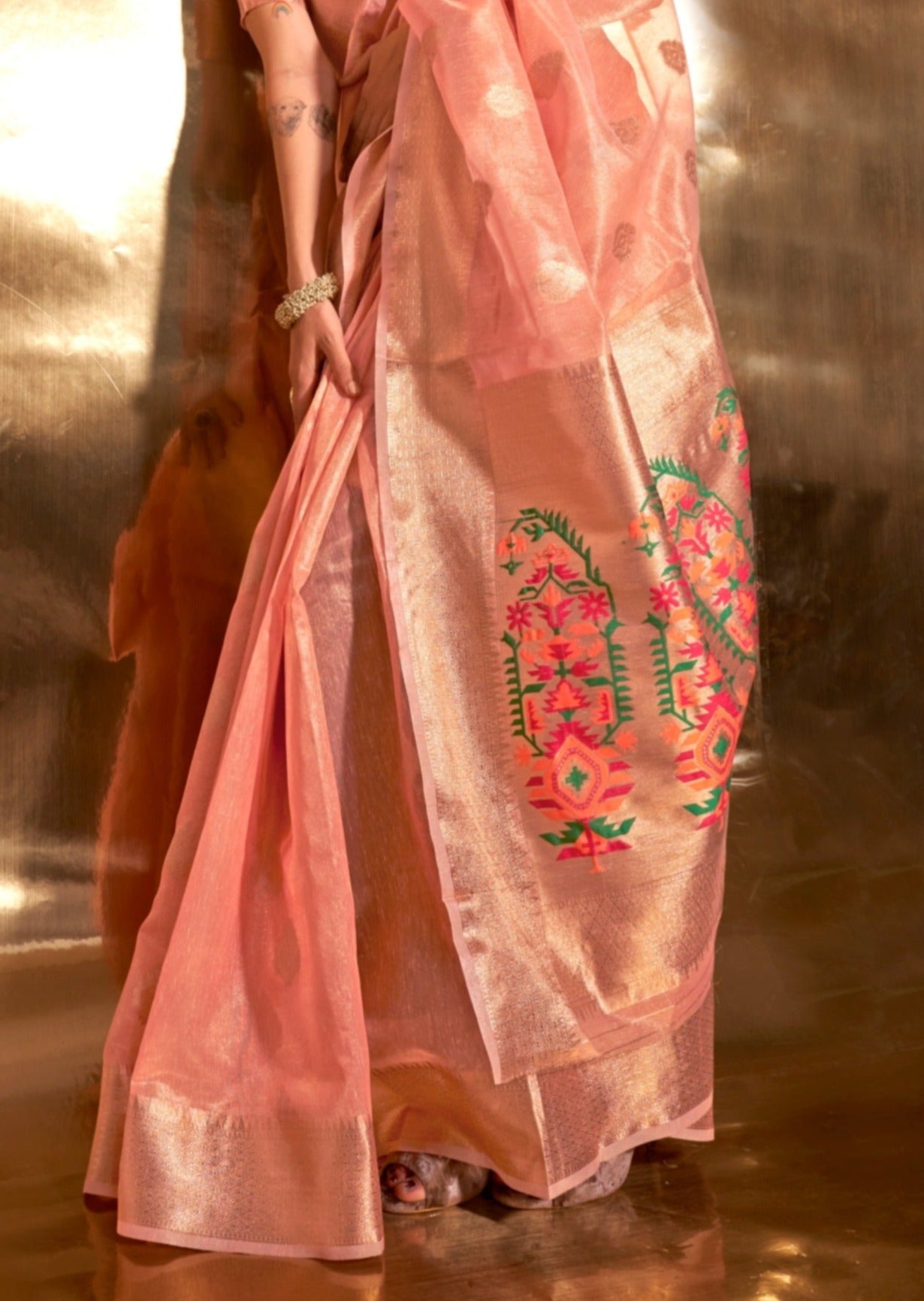 Pure banarasi tissue silk handloom saree online.