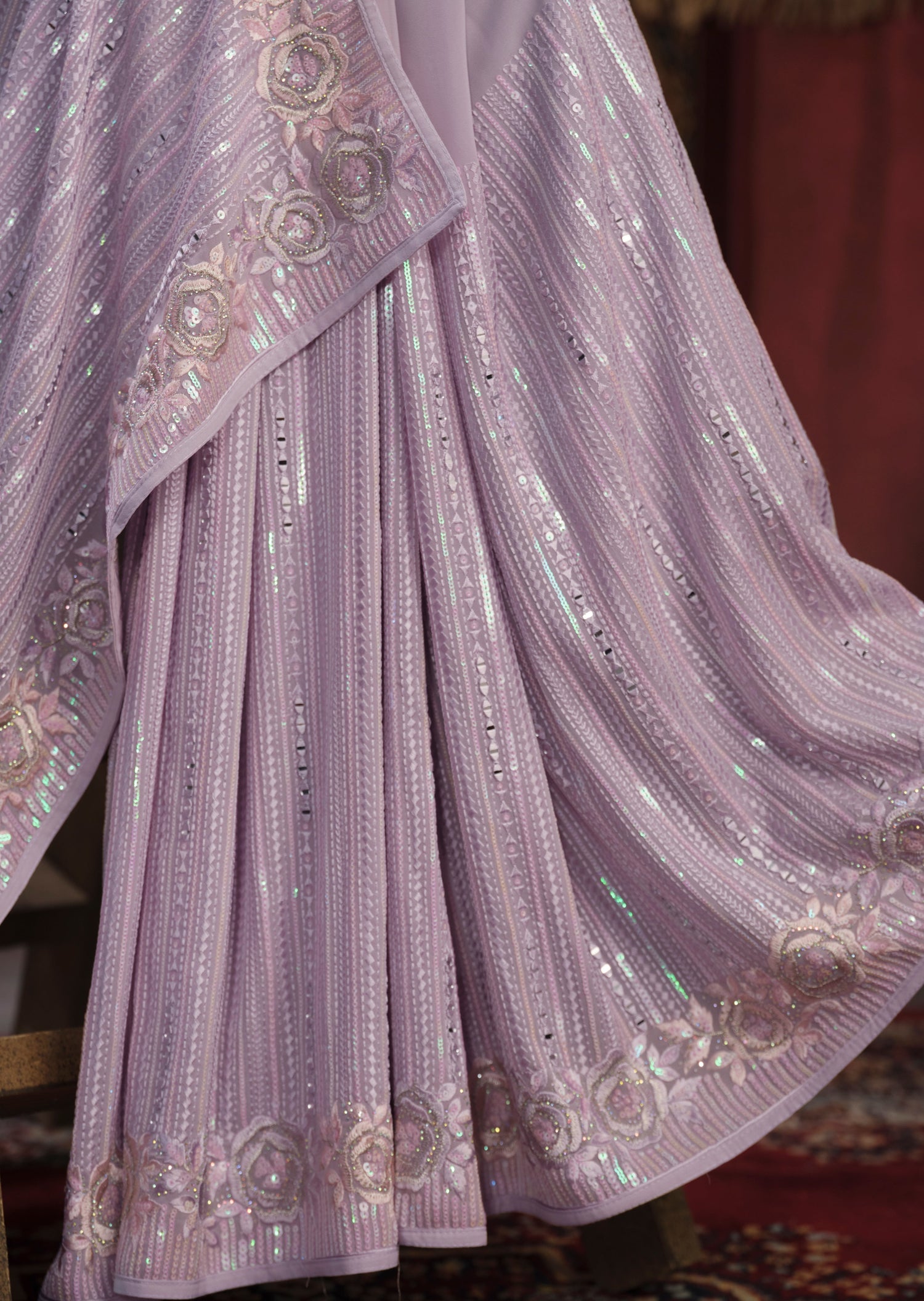 Pure georgette purple saree usa online shopping for indian wedding.