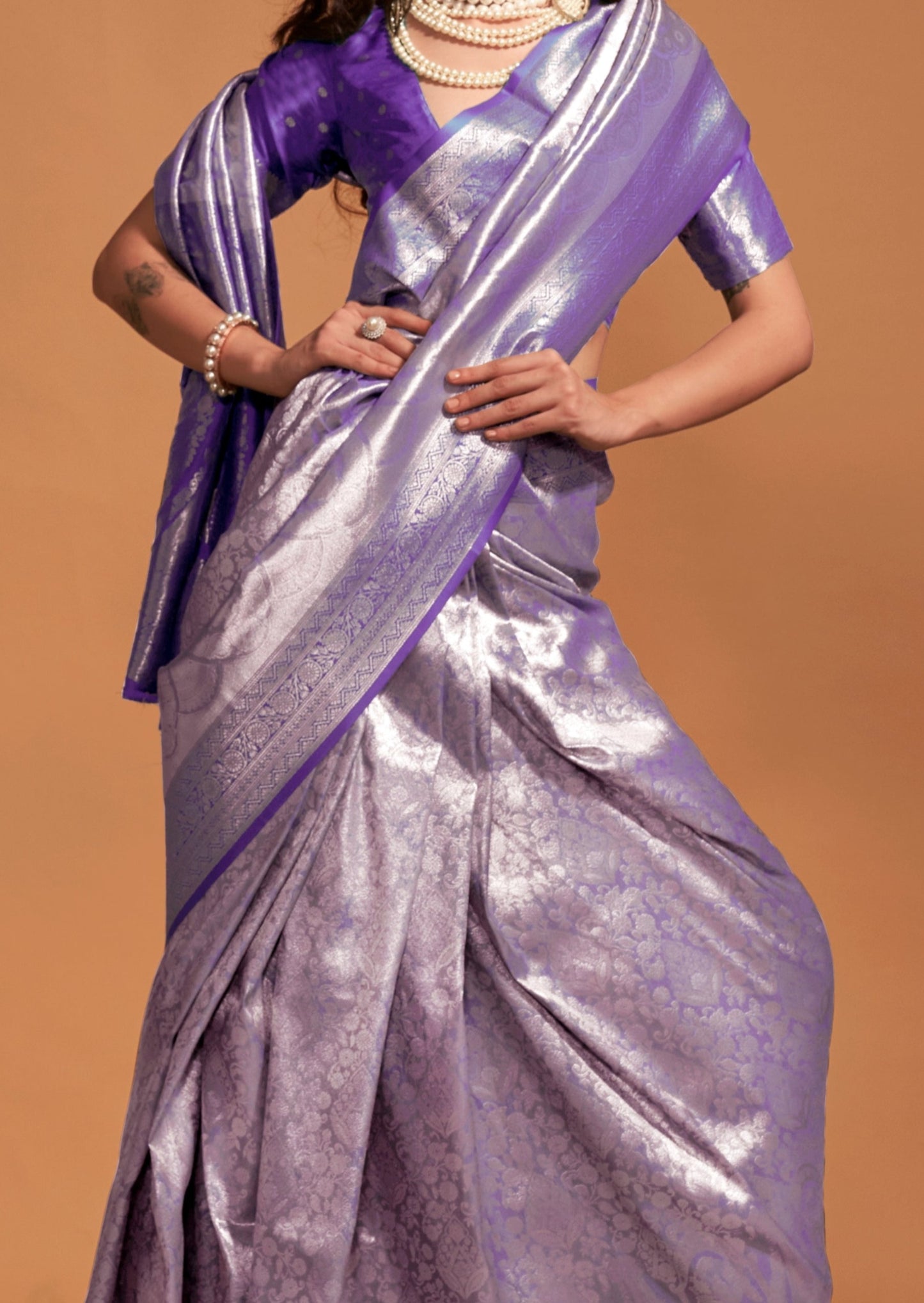 Pure handloom purple kanjivaram silk bride saree online usa uk price for wedding.