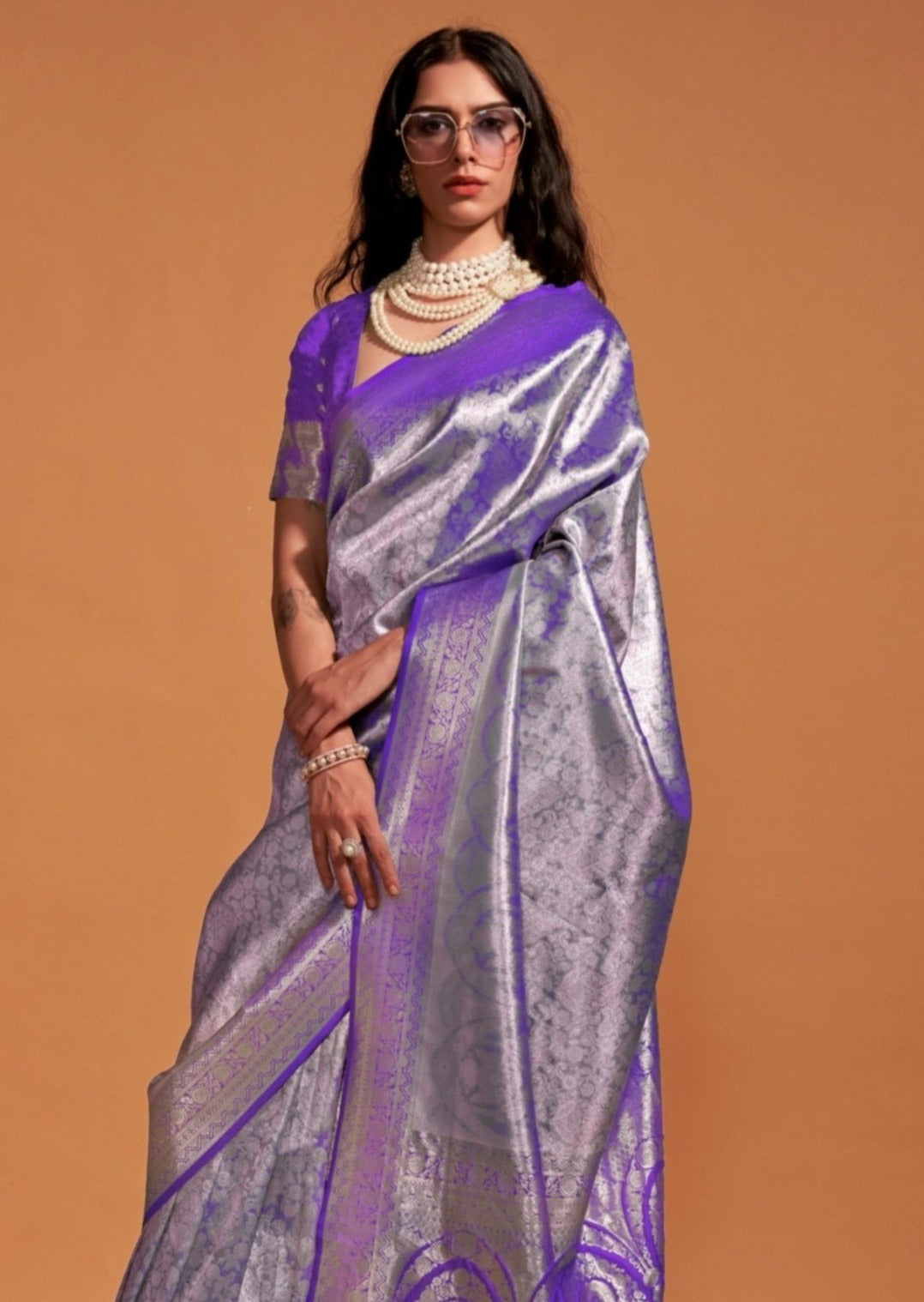 Pure handloom purple kanjivaram silk saree usa india uk online price for wedding.