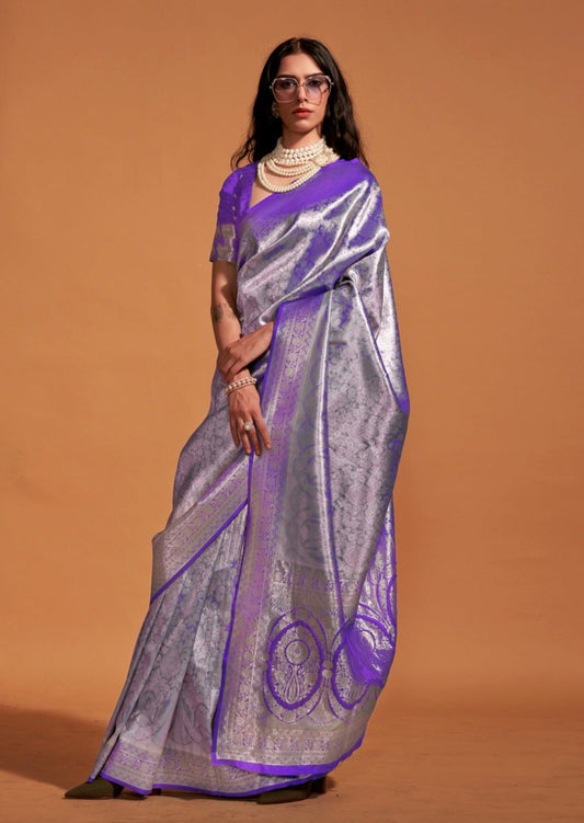 Pure handloom purple kanjivaram silk saree usa online shopping price for wedding.