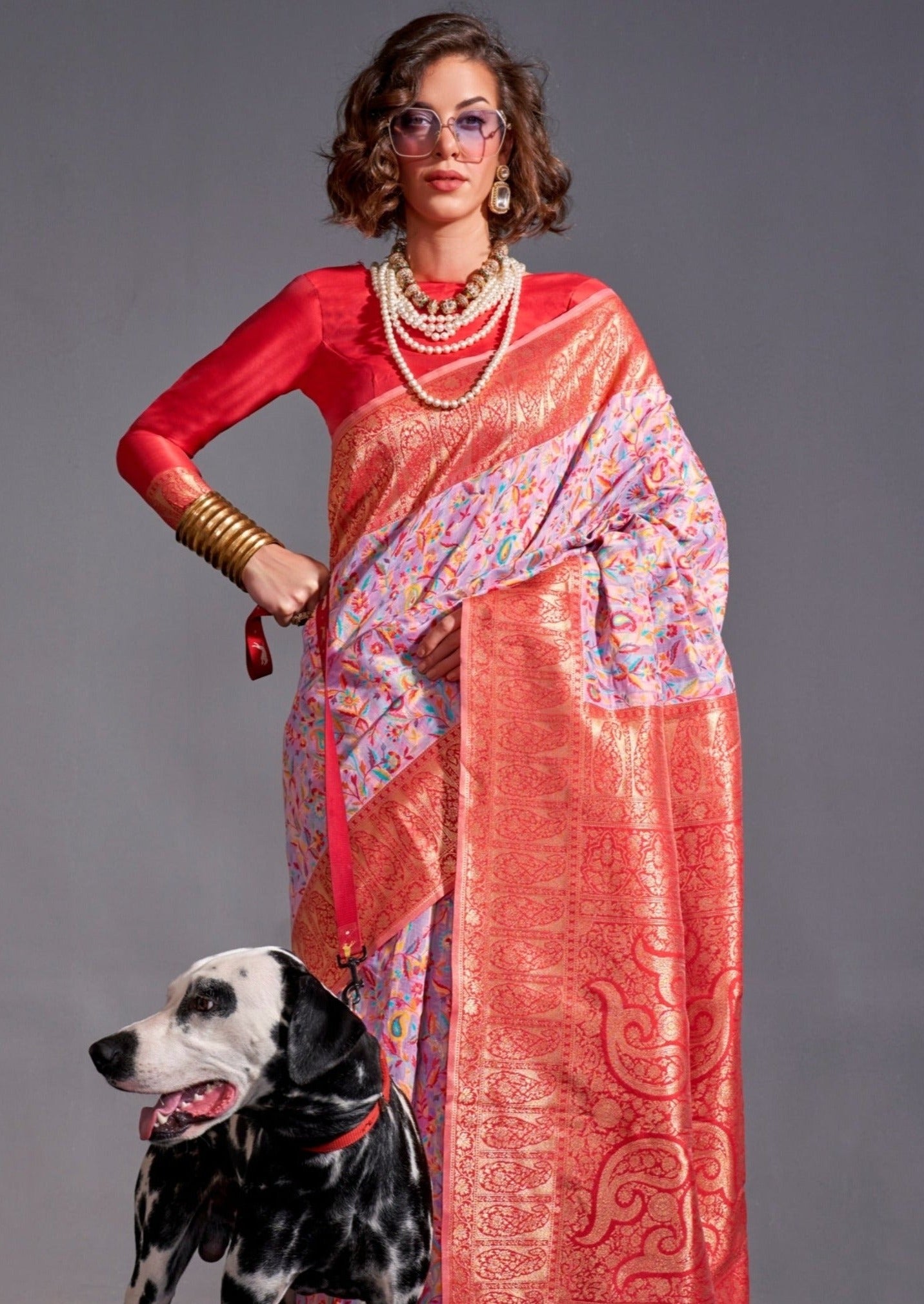 Pure handloom silk kashmiri banarasi fusion embroidered saree usa uk uae.
