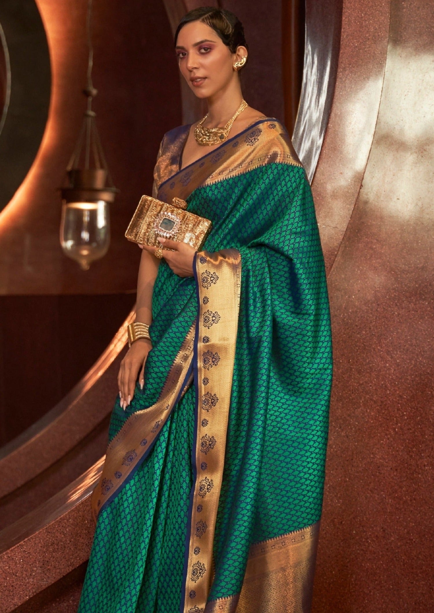 Pure kanjivaram handloom silk green saree usa online shopping with price.