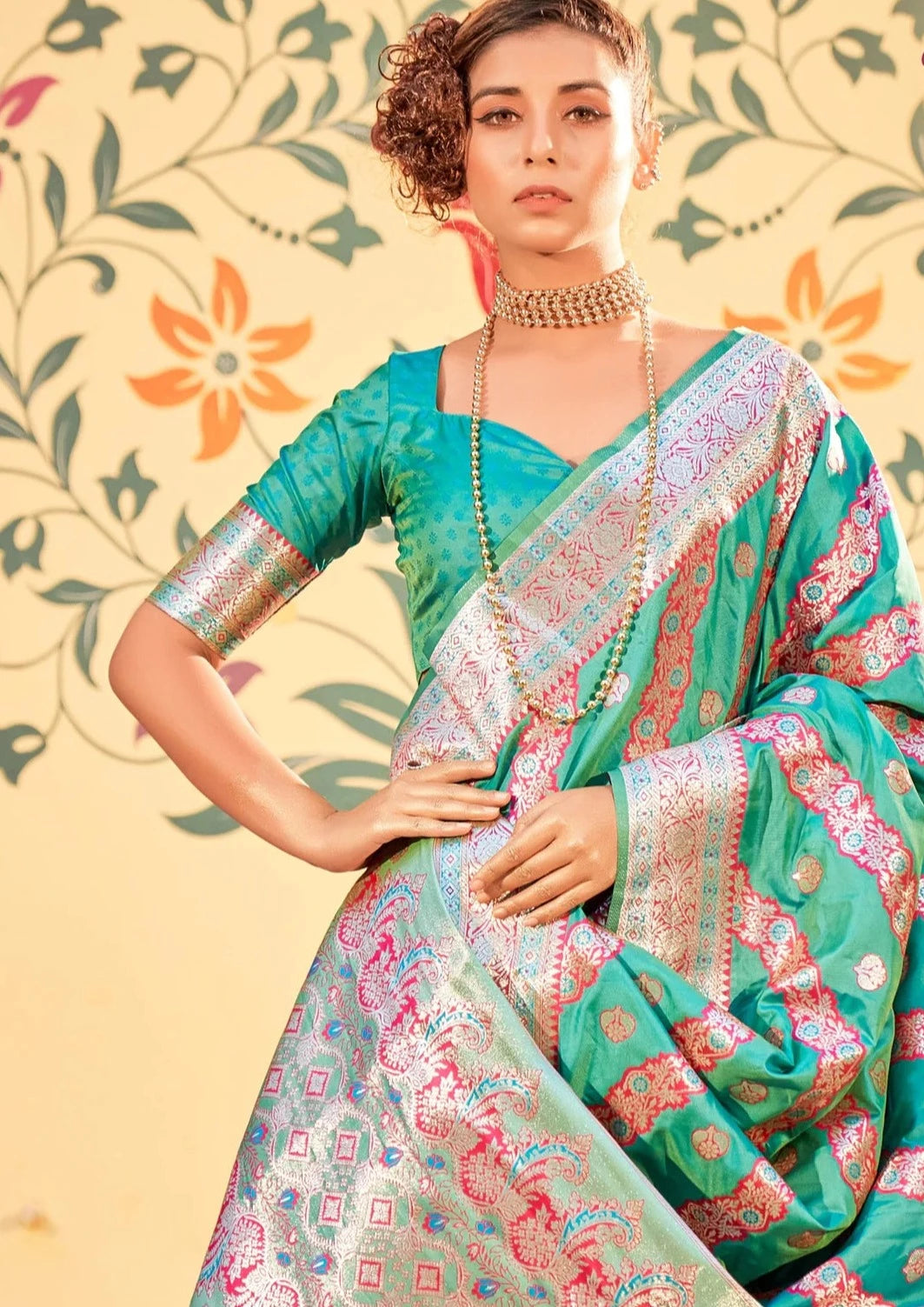 Pure katan silk banarasi handloom silk green saree online shopping with price.