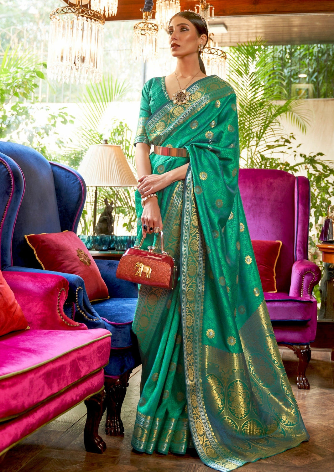 Buy Designer Pure Banarasi Silk Handloom Sarees Online in India – Sunasa