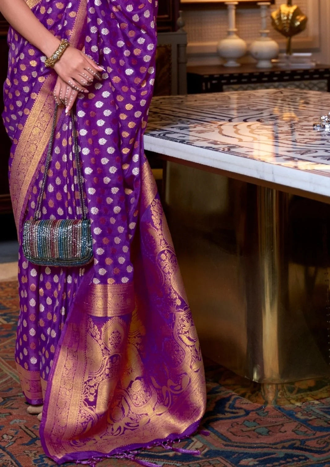Pastel Handloom Banarasi Pure Georgette Unstitched Suit Set – Luxurion World