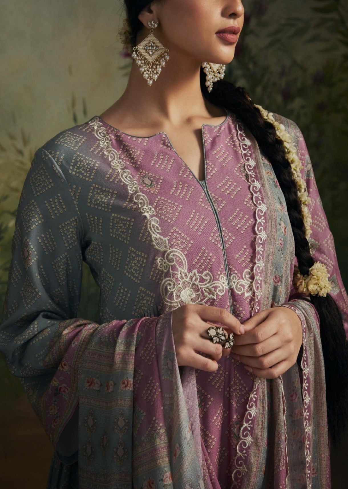 Pure muslin silk grey pink salwar suit set online shopping usa uk uae for women.