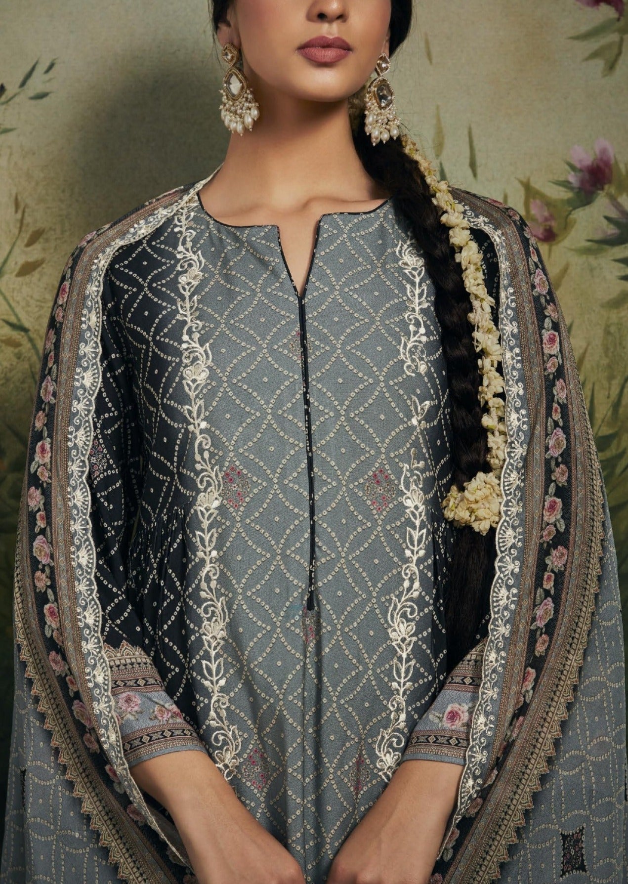 Pure muslin silk unstitched salwar suit designs online shopping usa uk uae for women.