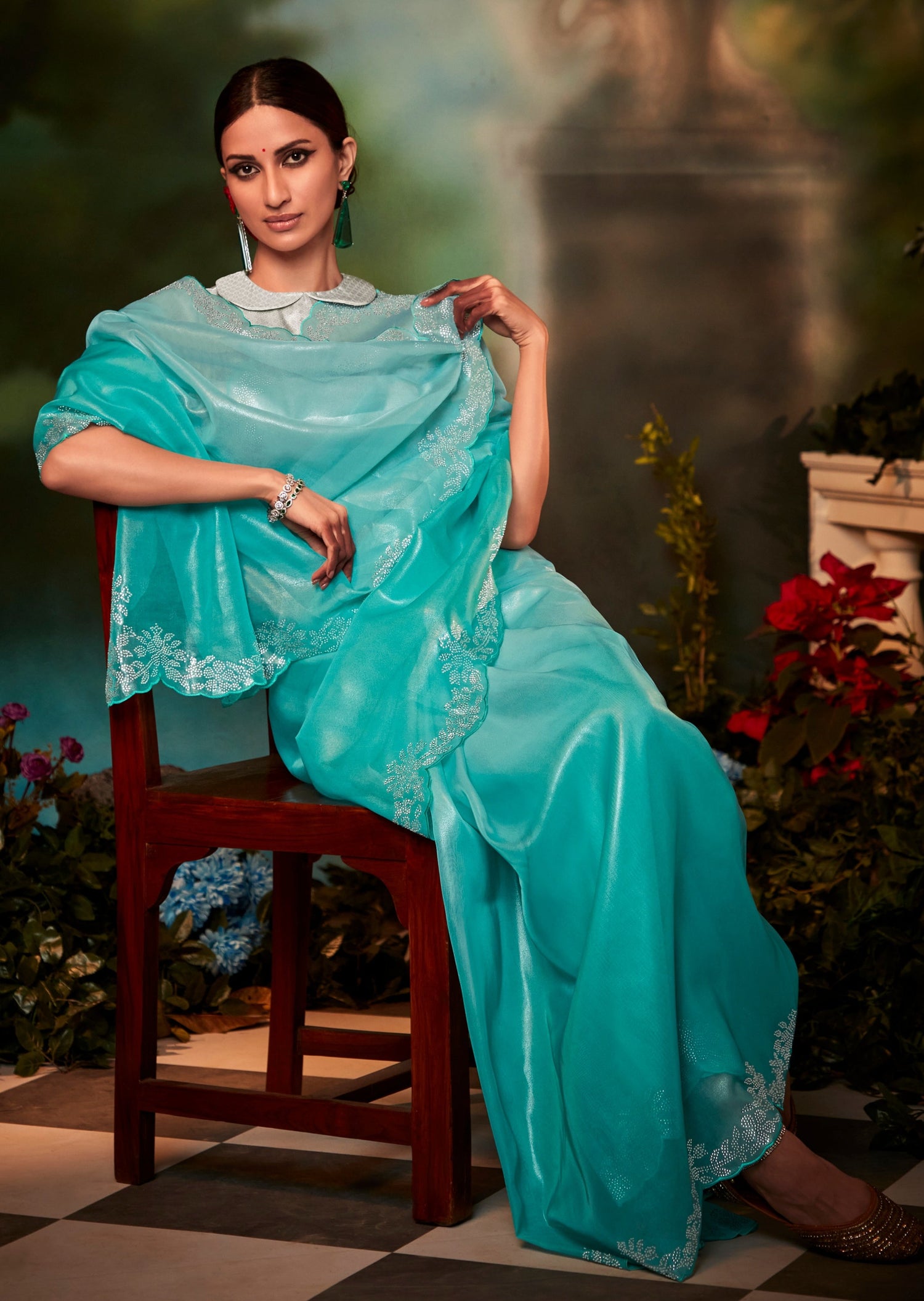 Pure organza silk party wear pastel blue saree usa online shopping with price.