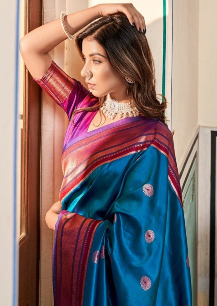Pure paithani silk handloom bridal zari saree online shopping for wedding usa.