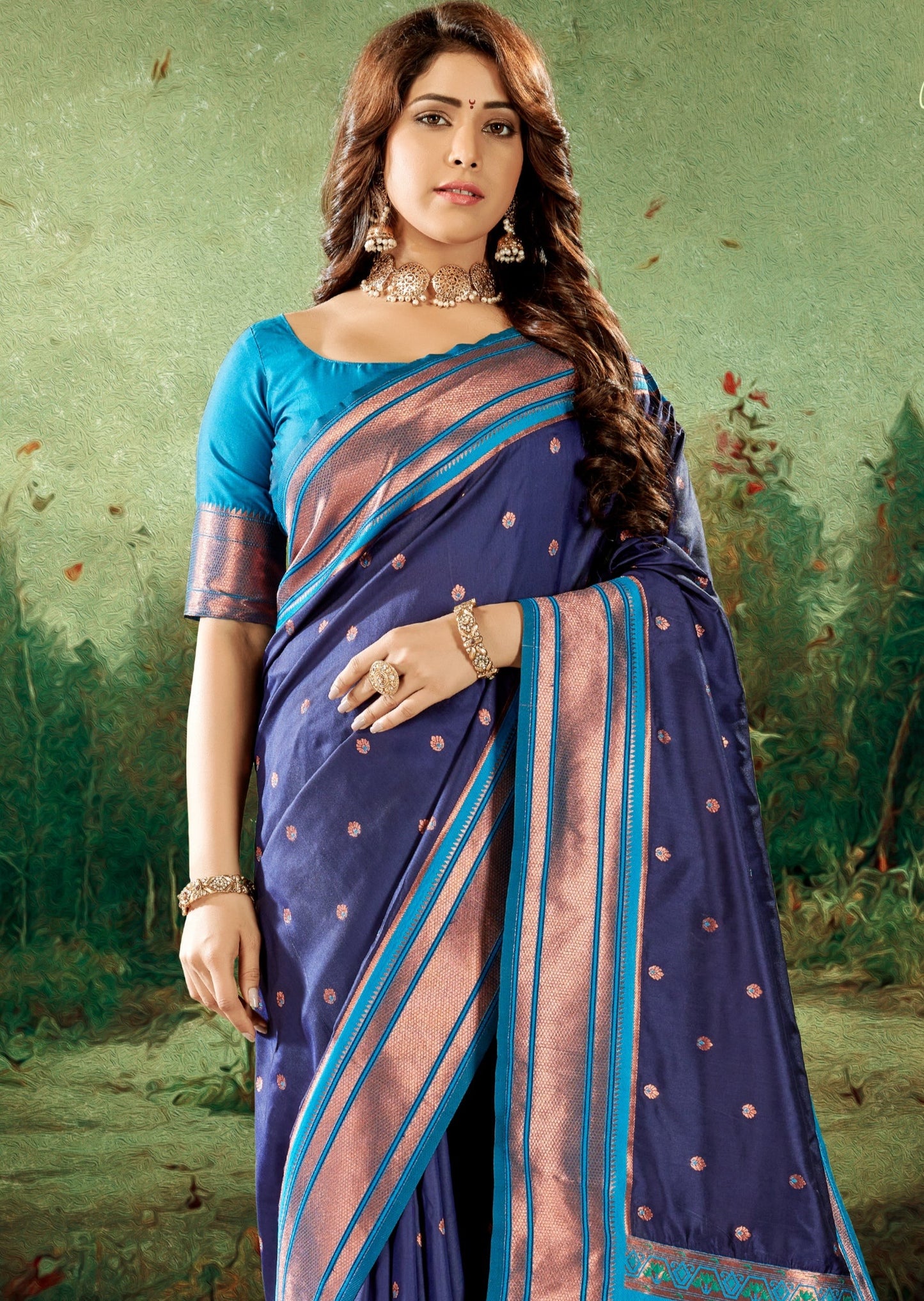Pure Paithani Silk Royal Blue Handloom Saree