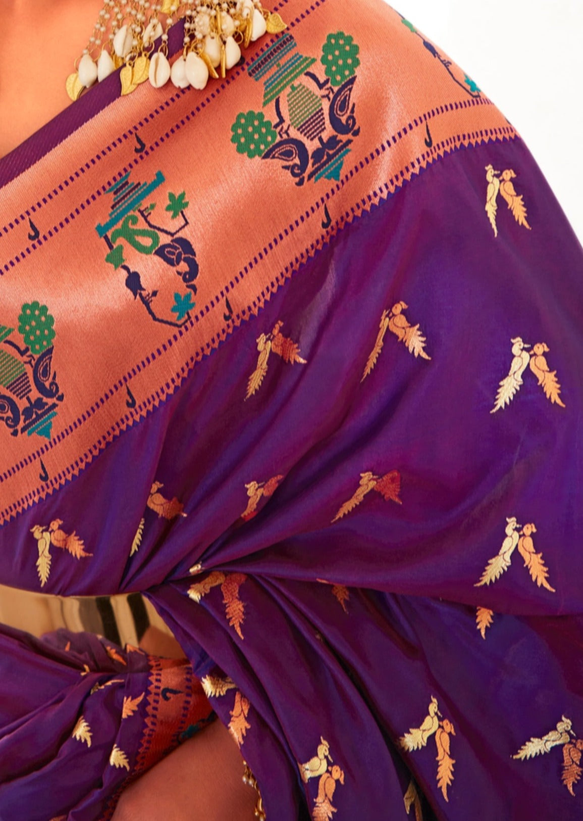 Buy Purple & Green Pattu Saree Zari Work Online | trendwati