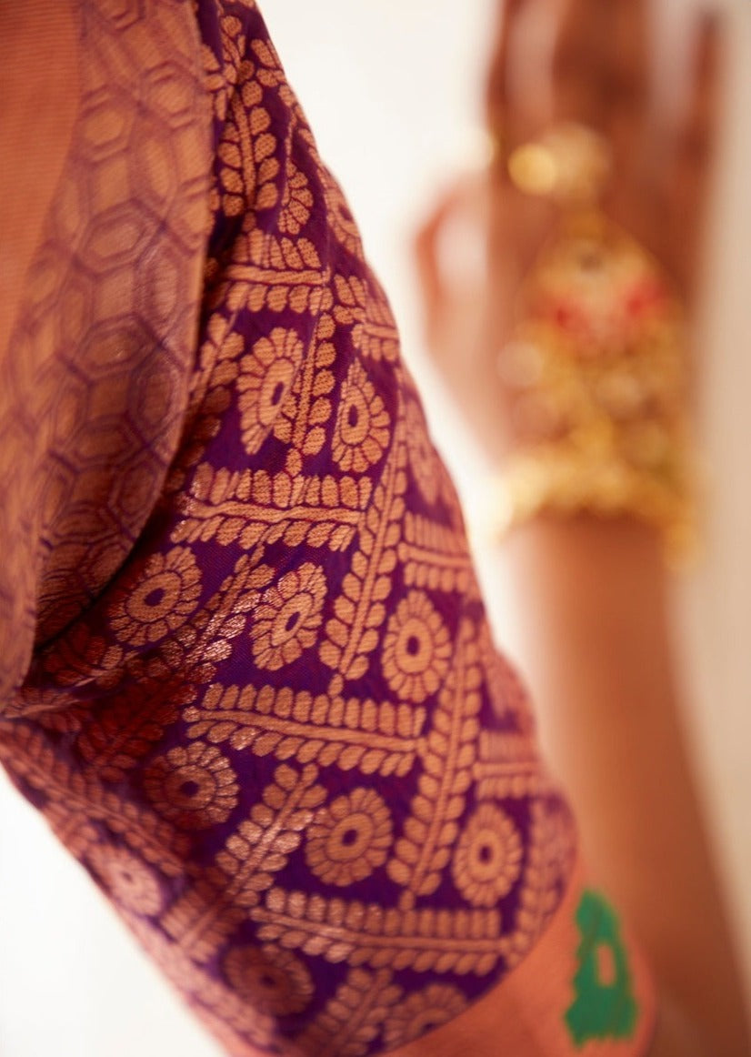 Pure Paithani Silk Violet Purple Bridal Saree