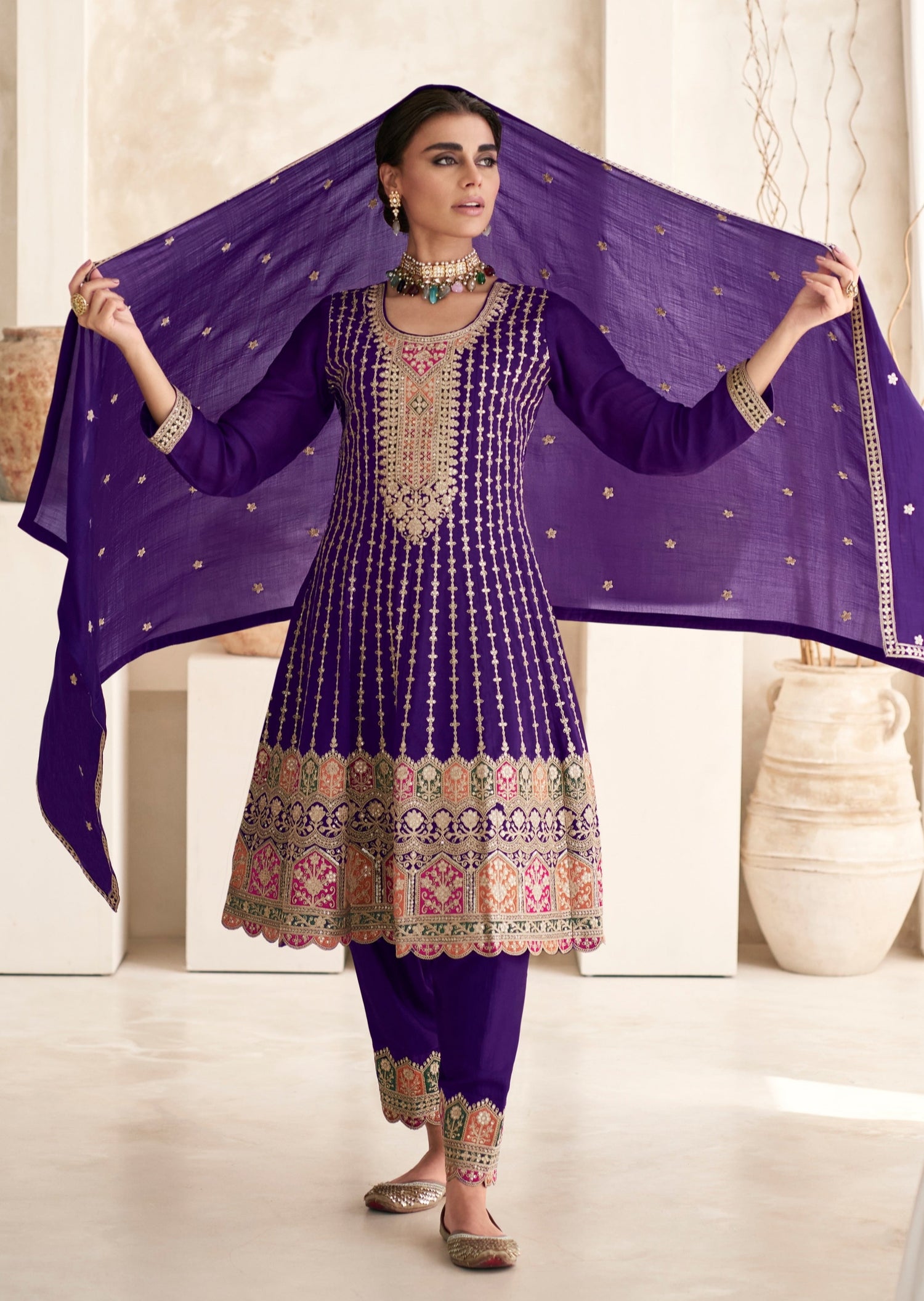 Pure silk bridal salwar suit with dupatta luxury designer online usa uk uae shopping.