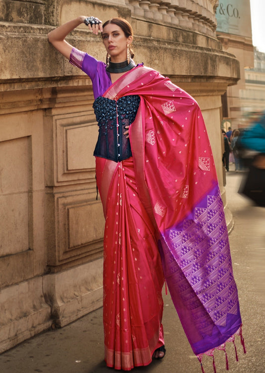 Red handloom kanjivaram soft silk saree online shopping price for wedding usa uk.