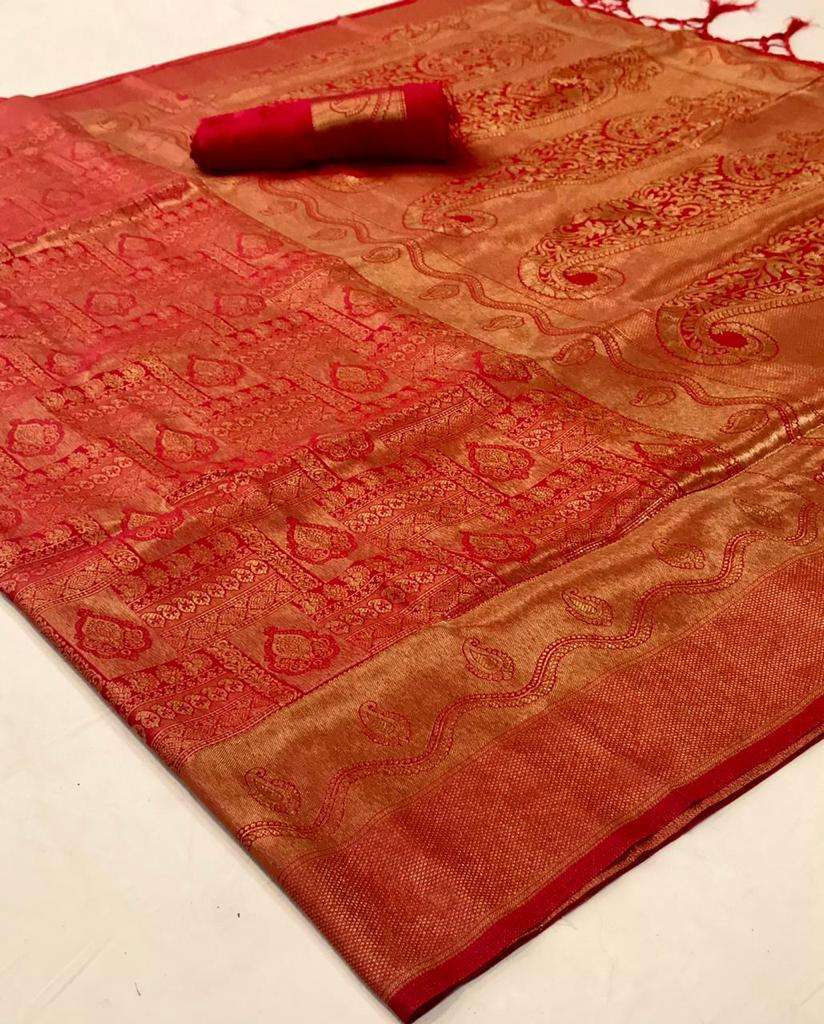 Red kanjivaram silk handloom saree online shopping with price.