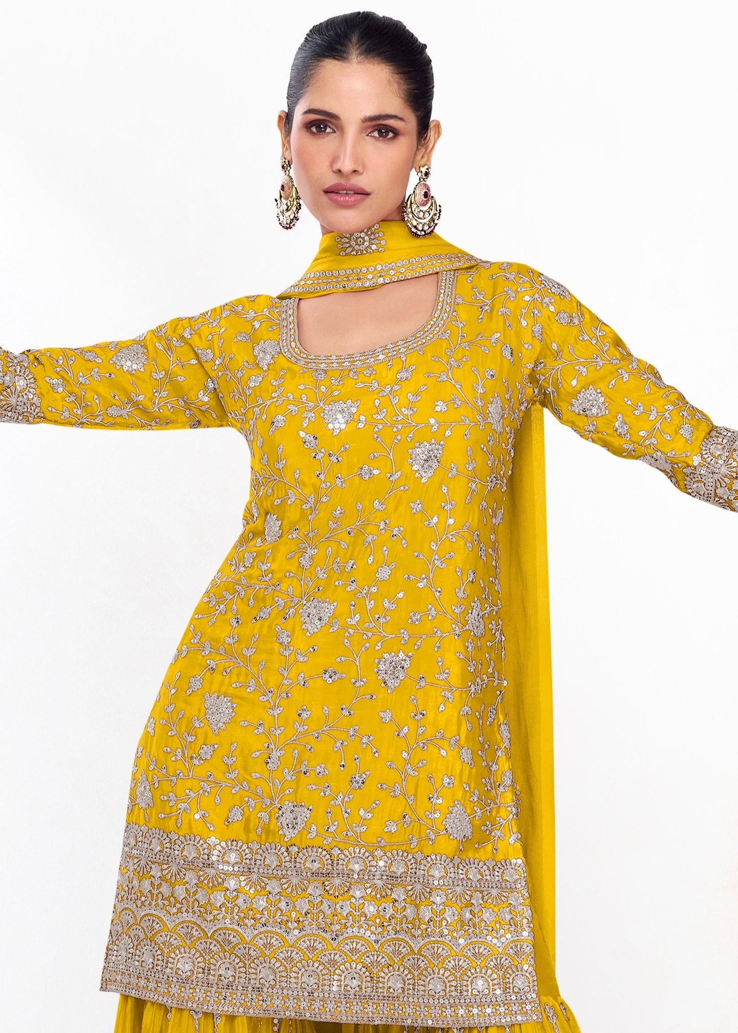 Haldi Ceremony Yellow Gharara Shop Yellow Party Wear Sharara