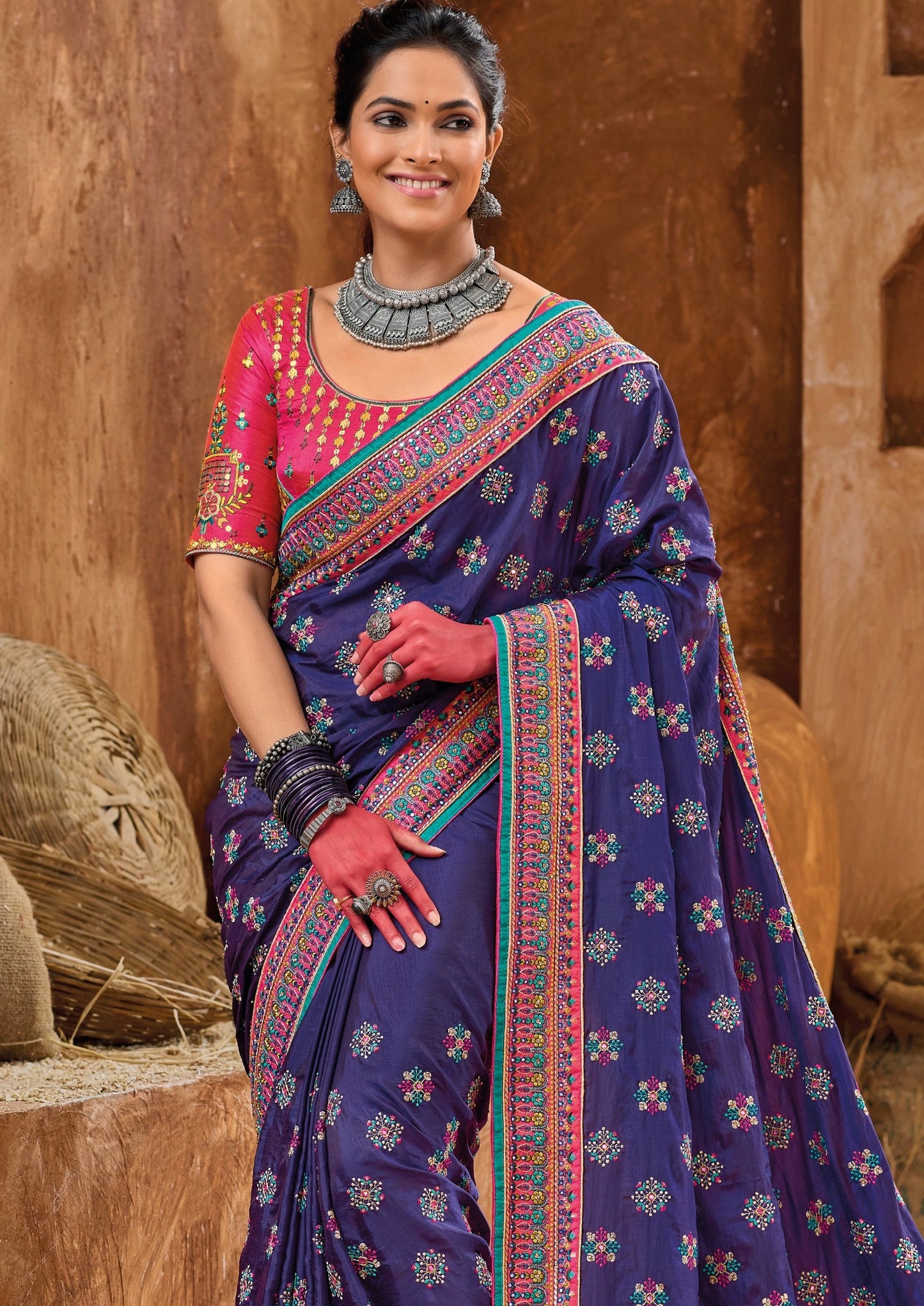 Shop kutch culture mirror work embroidery bhujodi silk sarees online with price usa uk.