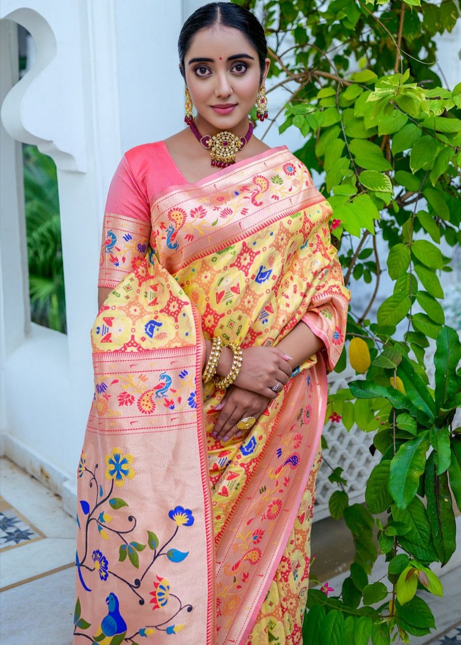 Pure banarasi patola paithani handloom silk saree in new york city online shopping for indian bride.