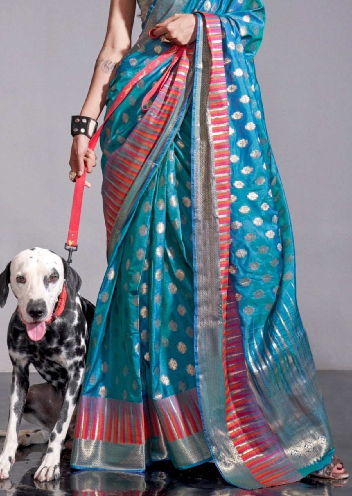 Soft banarasi silk blue handloom saree online india for wedding.