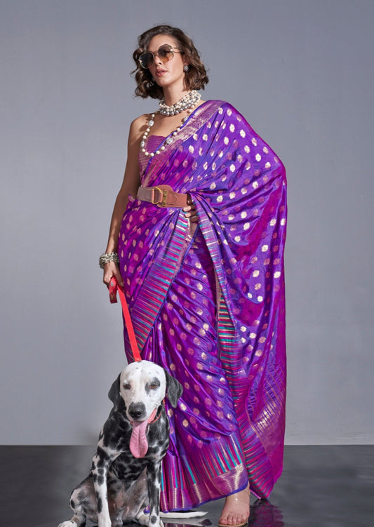 Violet purple soft banarasi silk handloom saree usa uk online.